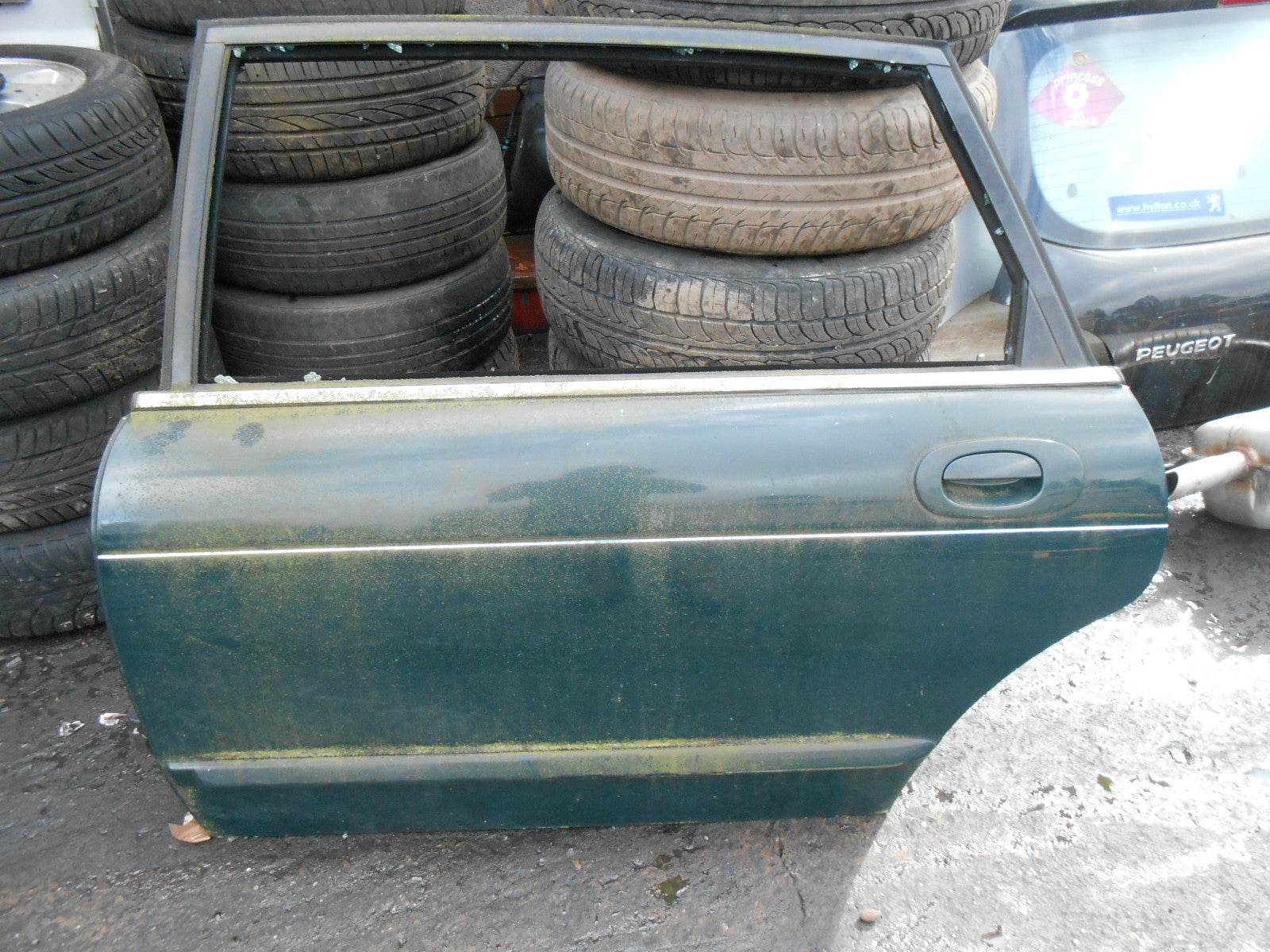 JAGUAR XJ6 1997 X300 SALOON NSR PASSENGER SIDE REAR DOOR SHELL BARE GREEN