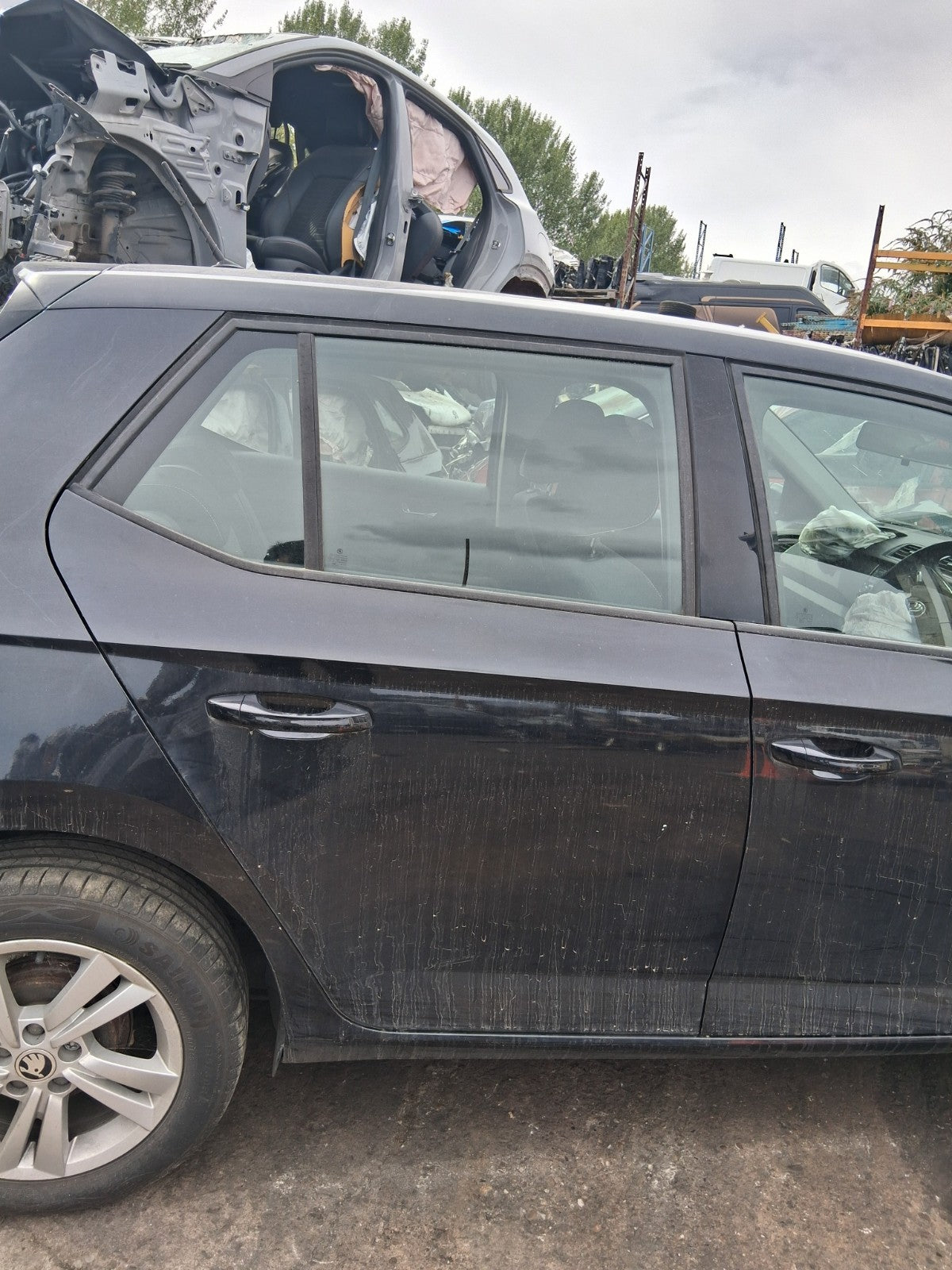 2020 SKODA FABIA MK3 NJ HATCHBACK OSR DRIVER SIDE REAR RIGHT BARE DOOR BLACK