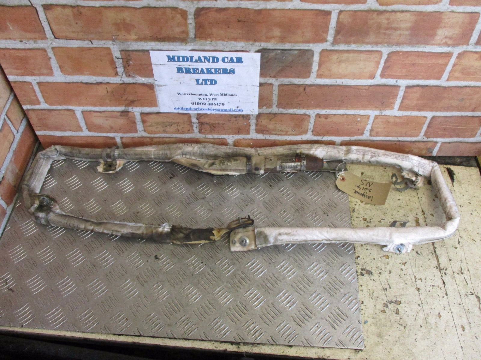 VAUXHALL INSIGNIA 2014 NS PASSENGER SIDE ROOF CURTAIN AIRBAG 23148187
