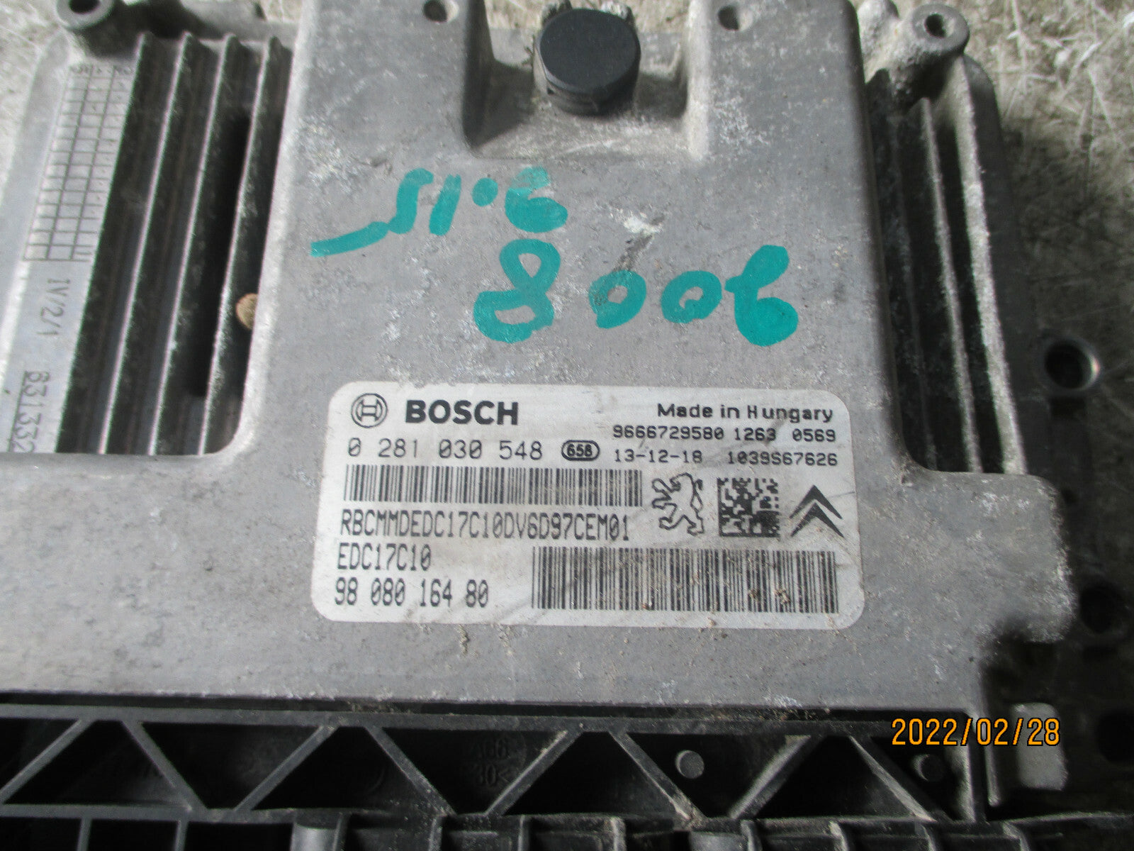 PEUGEOT 2008 2014 1.6 DIESEL HDI ECU ENGINE CONTROL MODULE UNIT 9808016480
