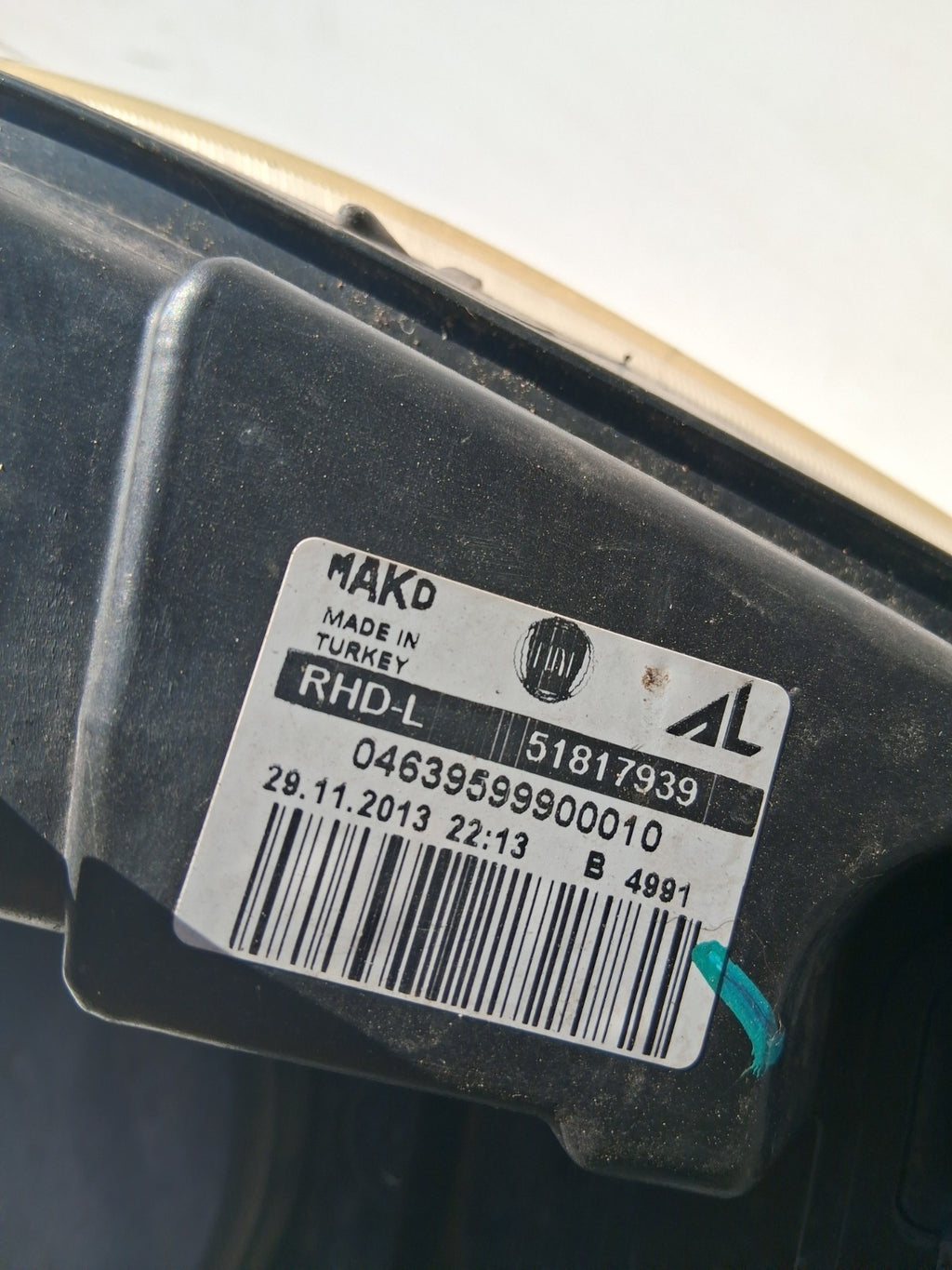 2013 FIAT DOBLO NSF NEAR LEFT PASSENGER SIDE FRONT HEADLIGHT HEADLAMP 51817939