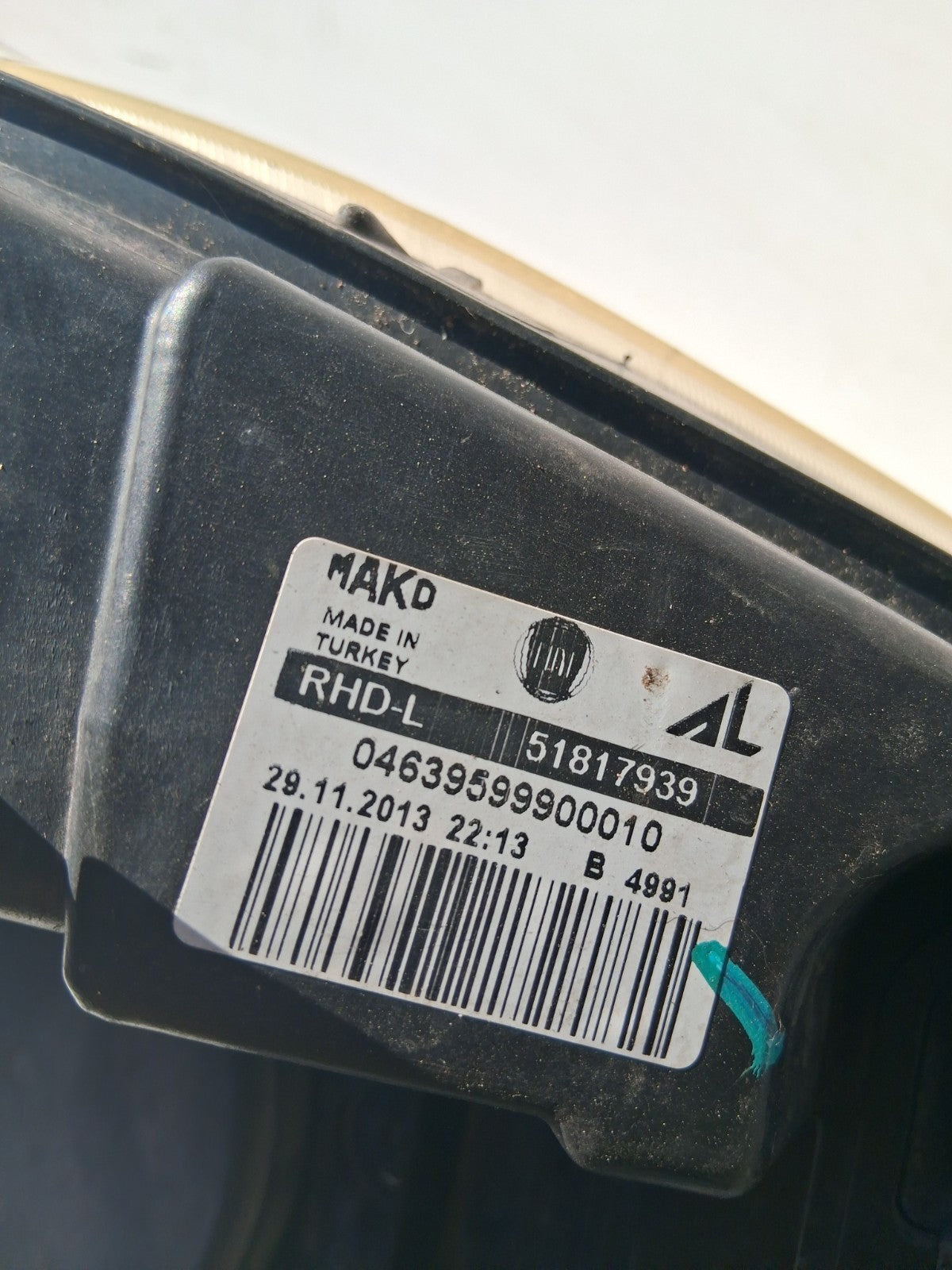 2013 FIAT DOBLO NSF NEAR LEFT PASSENGER SIDE FRONT HEADLIGHT HEADLAMP 51817939