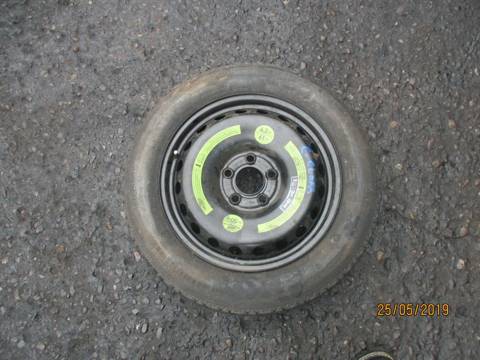 MERCEDES C CLASS CLK 5 STUD 16 INCH SPACE SAVER WHEEL CONTINENTAL 125/90 R16