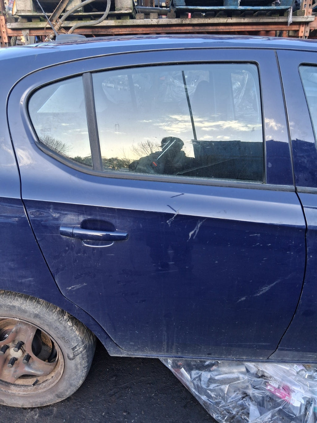 2016 VAUXHALL CORSA E OSR DRIVER SIDE REAR RIGHT COMPLETE DOOR BLUE