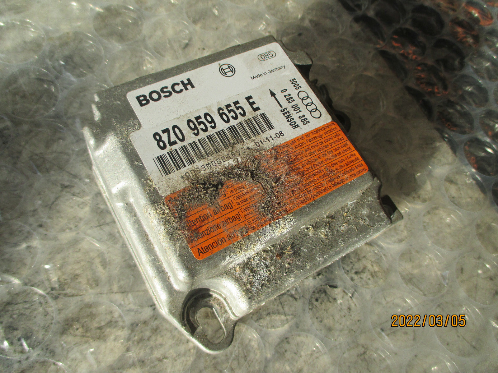 AUDI A2 2004 SAFETY BAG CONTROL MODULE 8Z0959655E
