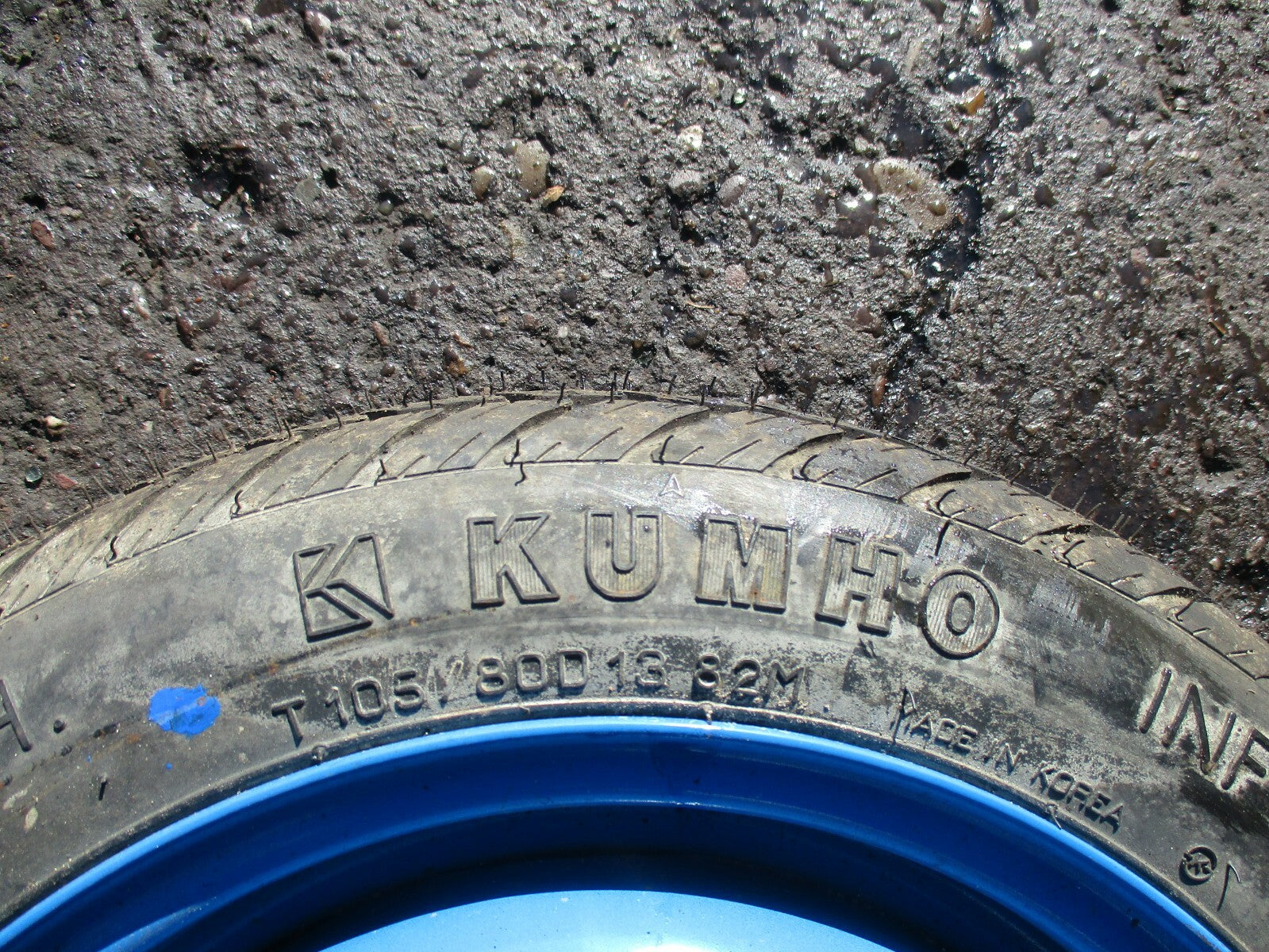 CHEVROLET MATIZ 4 STUD 13 INCH SPACE SAVER STEEL WHEEL KUMHO 105/80 R13