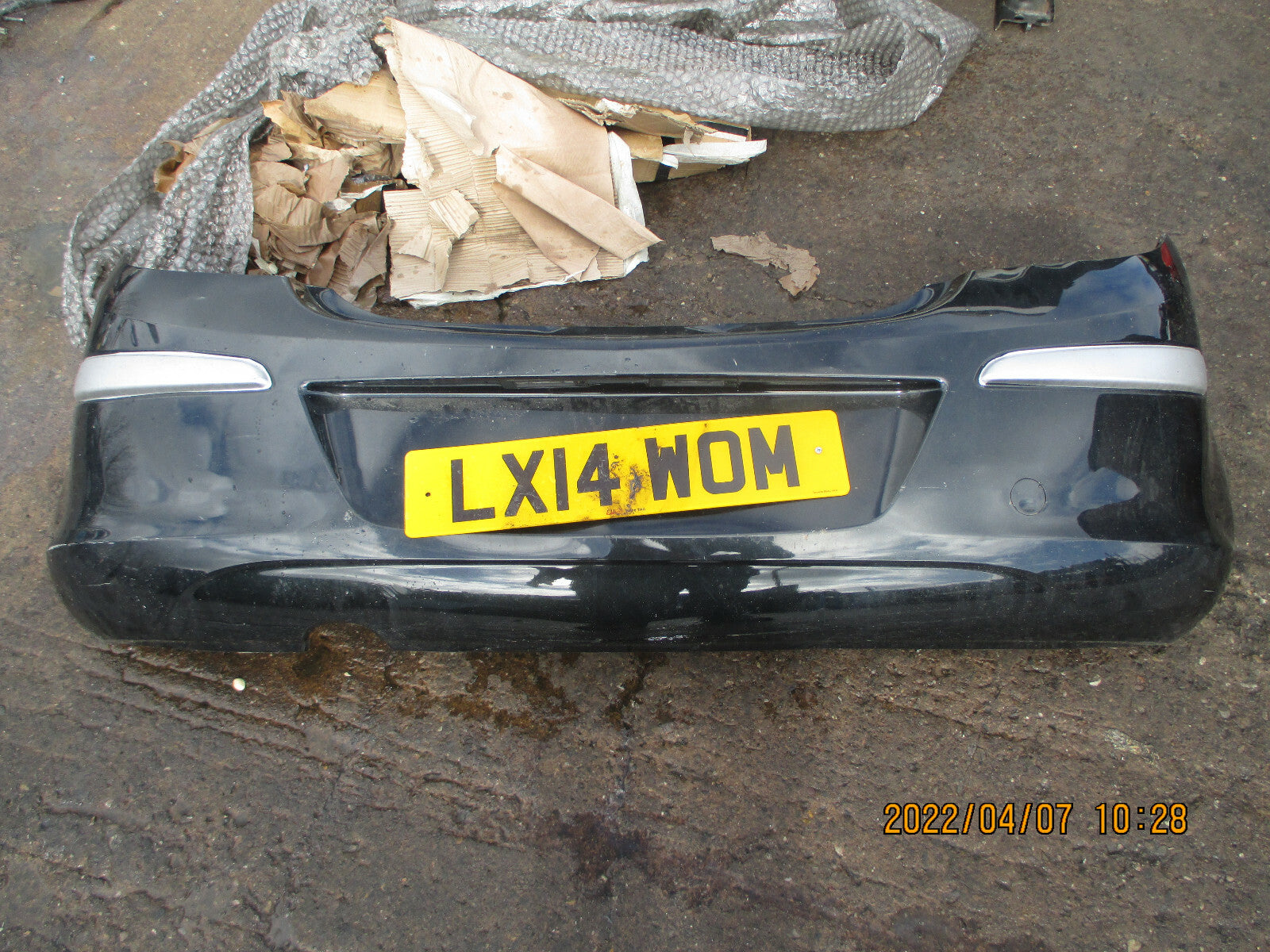 VAUXHALL CORSA D VAN 3 DOOR FACELIFT REAR BUMPER BLACK SILVER PLASTIC TRIM