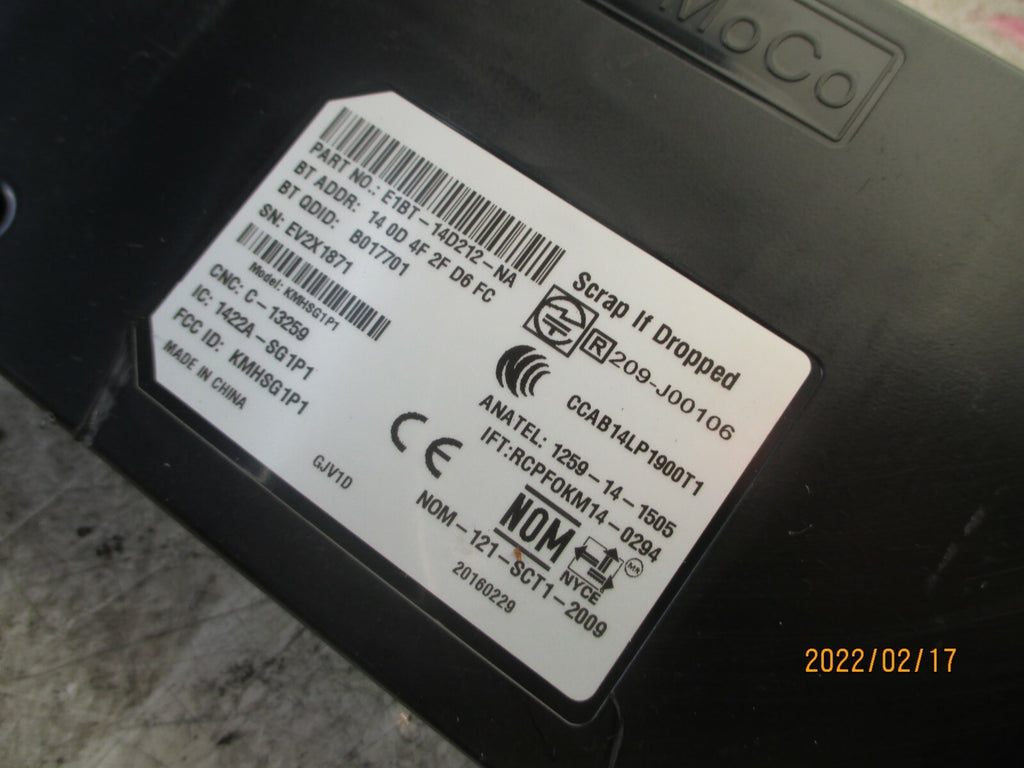 FORD ECOSPORT 2016 BLUETOOTH CONTROL MODULE UNIT E1BT14D212NA