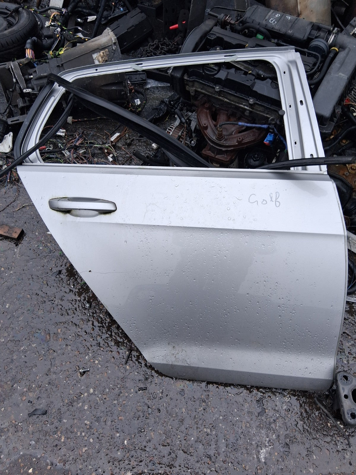 2014 VW VOLKSWAGEN GOLF MK7 OSR DRIVER SIDE REAR RIGHT BARE DOOR SILVER