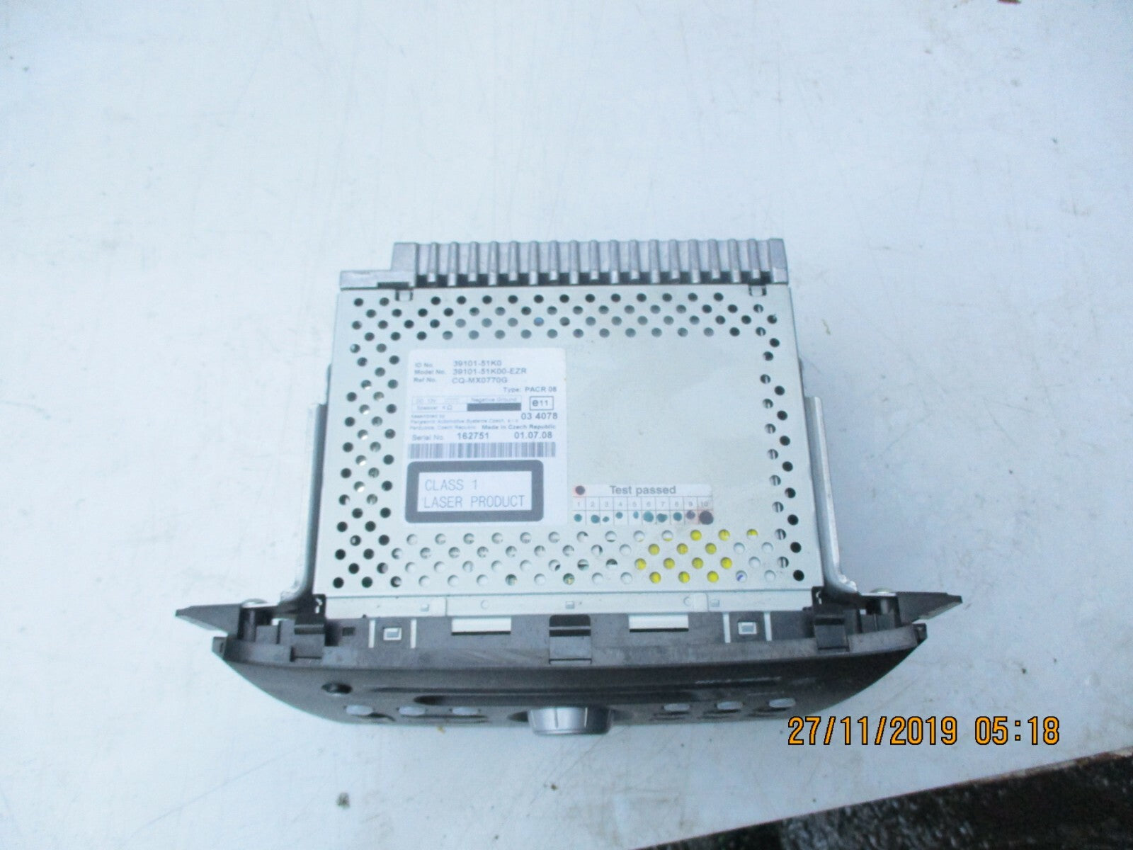 VAUXHALL AGILA B MK2 2009 RADIO STEREO CD MP3 PLAYER HEAD UNIT 39101-51KO