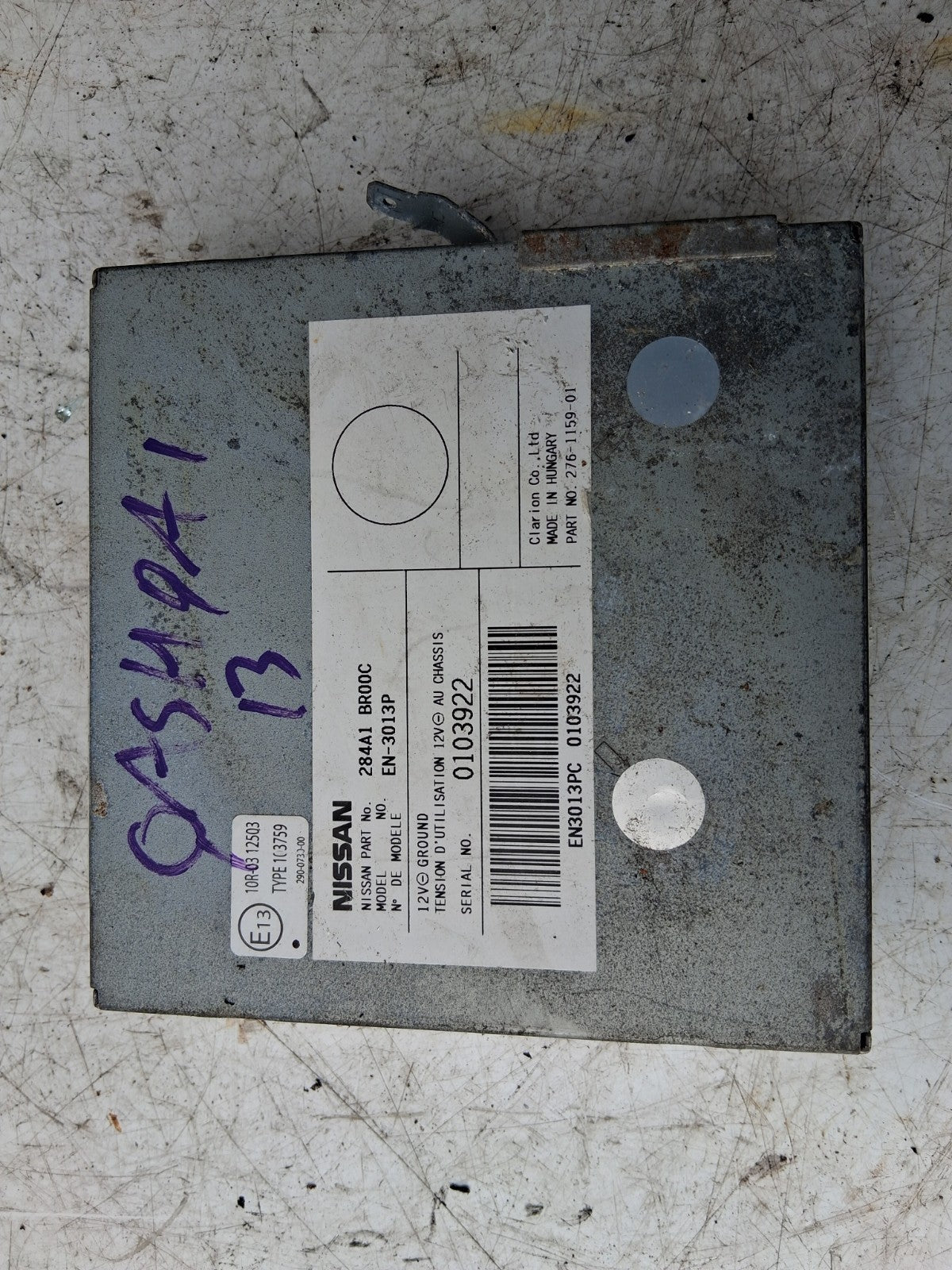 2013 NISSAN QASHQAI J10 CAMERA CONTROL MODULE ECU 284A1BR00C