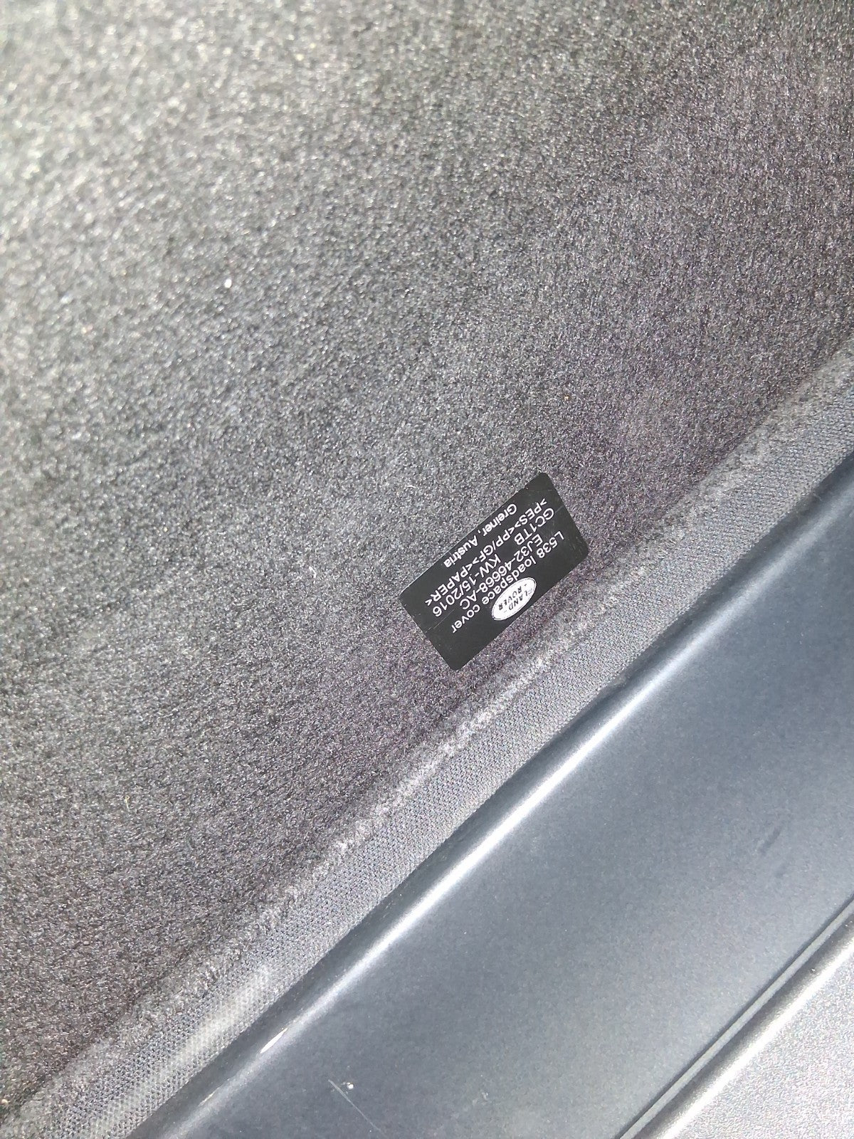 2016 RANGE ROVER EVOQUE L538 REAR LOAD COVER PARCEL SHELF EJ3246668AC