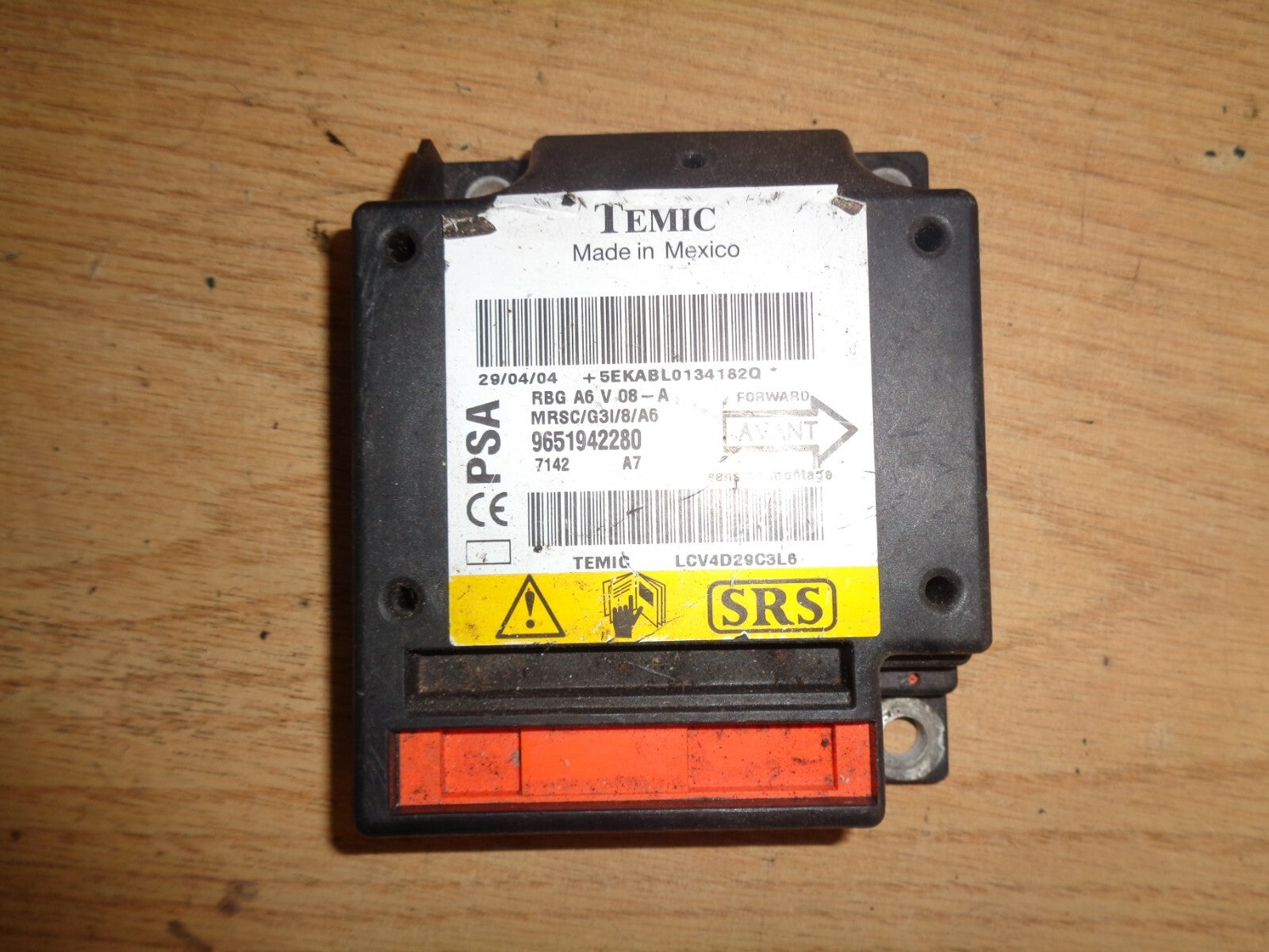 CITROEN C2 MK1 2004 AIRBAG CONTROL MODULE CRASH ECU 9651942280