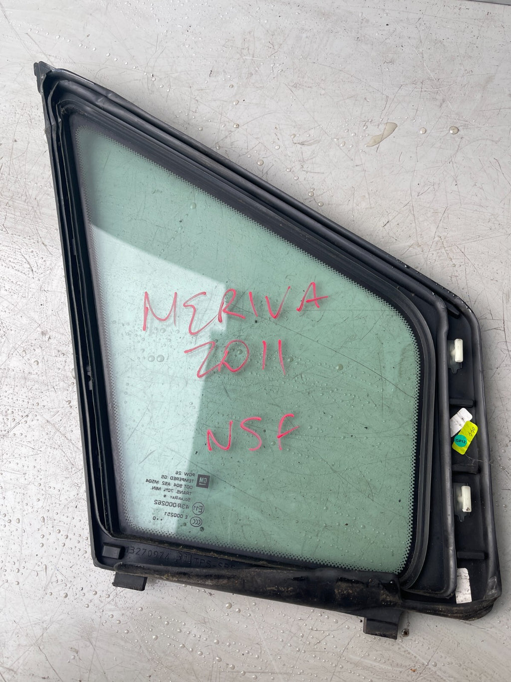2011 VAUXHALL MERIVA NSF LEFT FRONT QUARTER WINDOW 13270974