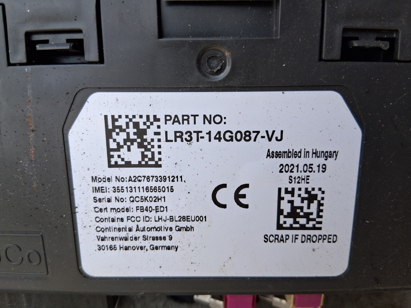 2021 FORD TRANSIT 350 MK8 BLUETOOTH CONTROL UNIT MODULE LR3T14G087VJ