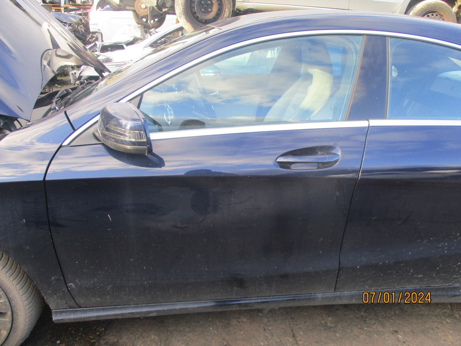 MERCEDES BENZ CLA 2016 C117 NS PASSENGER FRONT EXTERIOR DOOR HANDLE LUNAR BLUE