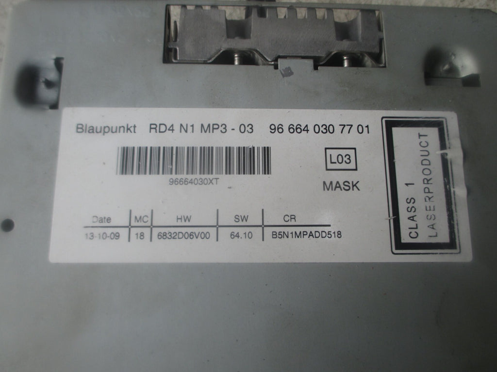 2009 CITROEN C4 STEREO CD RADIO HEAD UNIT 966640307701