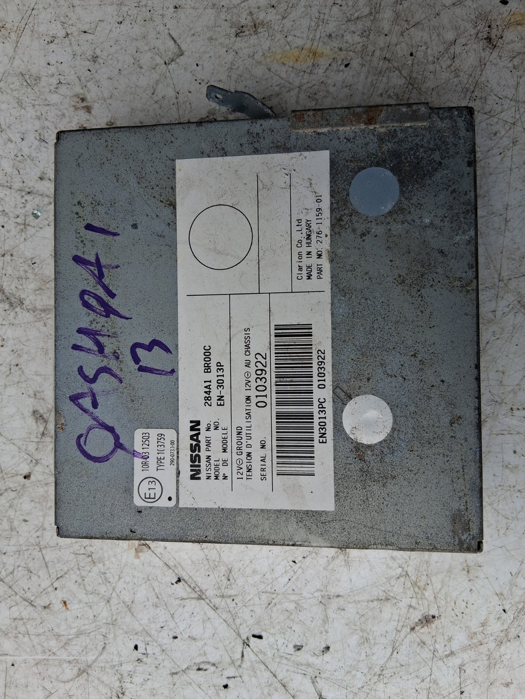 2013 NISSAN QASHQAI J10 CAMERA CONTROL MODULE ECU 284A1BR00C