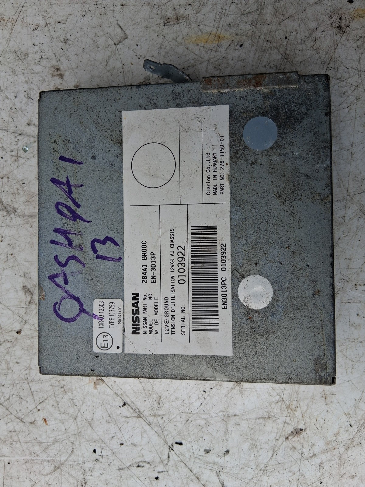 2013 NISSAN QASHQAI J10 CAMERA CONTROL MODULE ECU 284A1BR00C