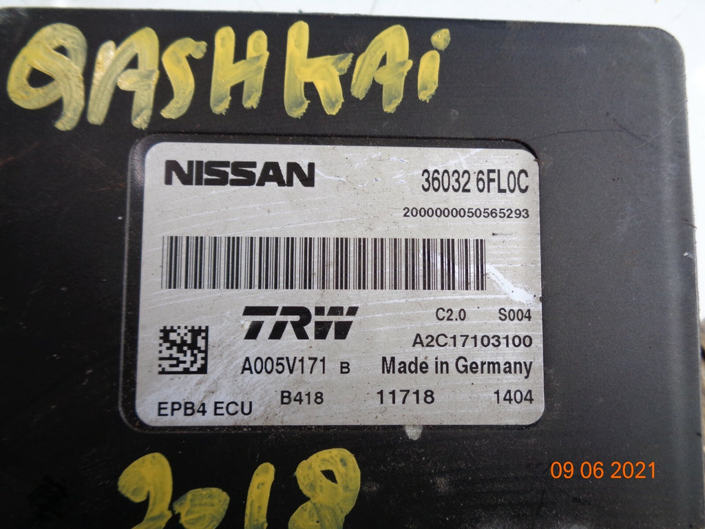 NISSAN QASHQAI MK2 J11 2018 HANDBRAKE CONTROL UNIT MODULE A005V171 A2C17103100