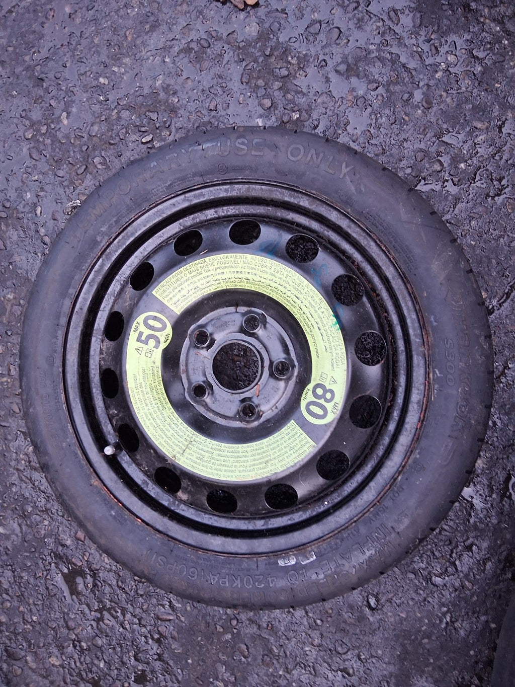 2016 VOLKSWAGEN GOLF MK7 16 INCH SPACESAVER WHEEL WITH TYRE T125/70R16 5Q0601027