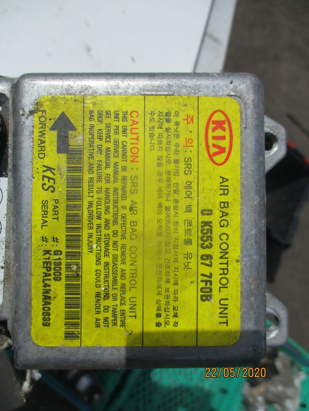 KIA SEDONA MK1 2004 SAFETY BAG CONTROL MODULE CRASH ECU UNIT 0K553677F0B