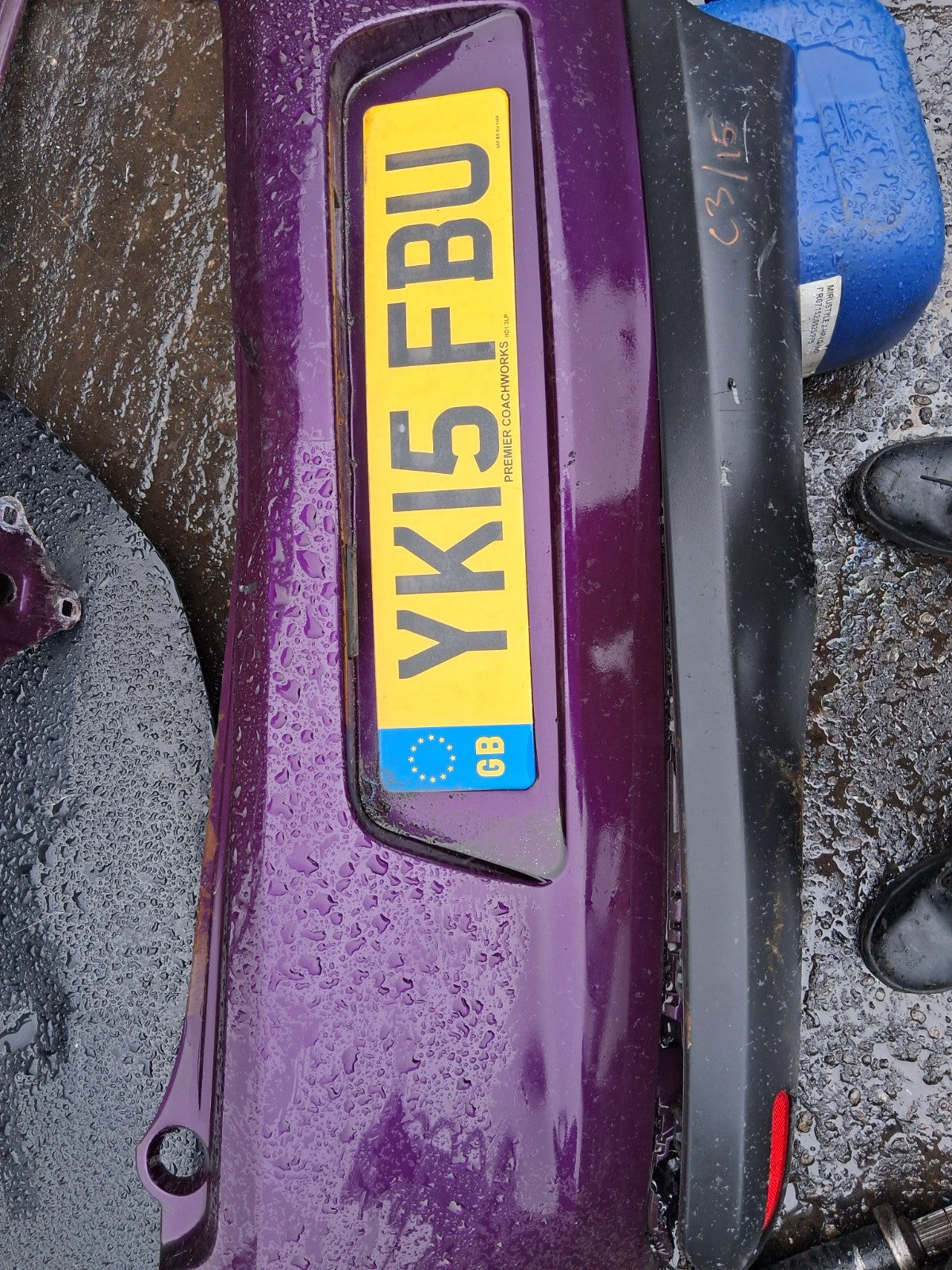 2015 CITROEN C3 FACELIFT COMPLETE REAR BUMPER PURPLE KDR