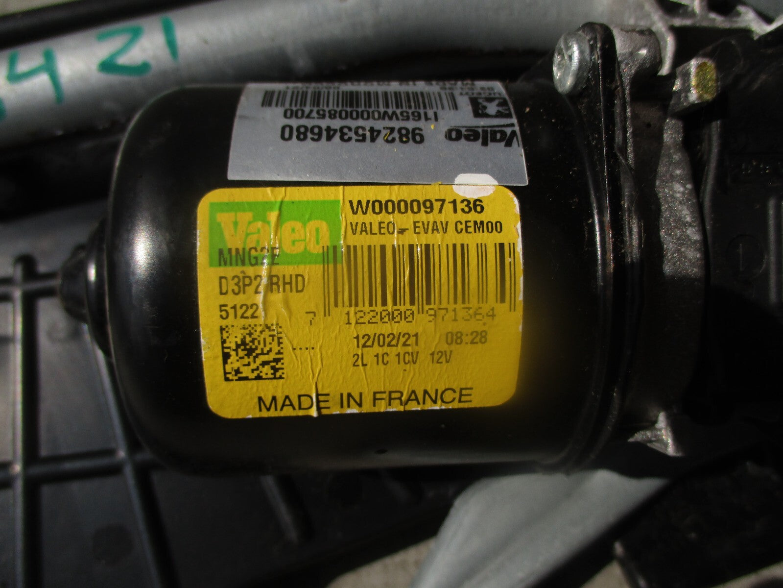 2021 CITROEN C4 MK3 FRONT WINDSCREEN WIPER MOTOR & LINKAGE 9824534680