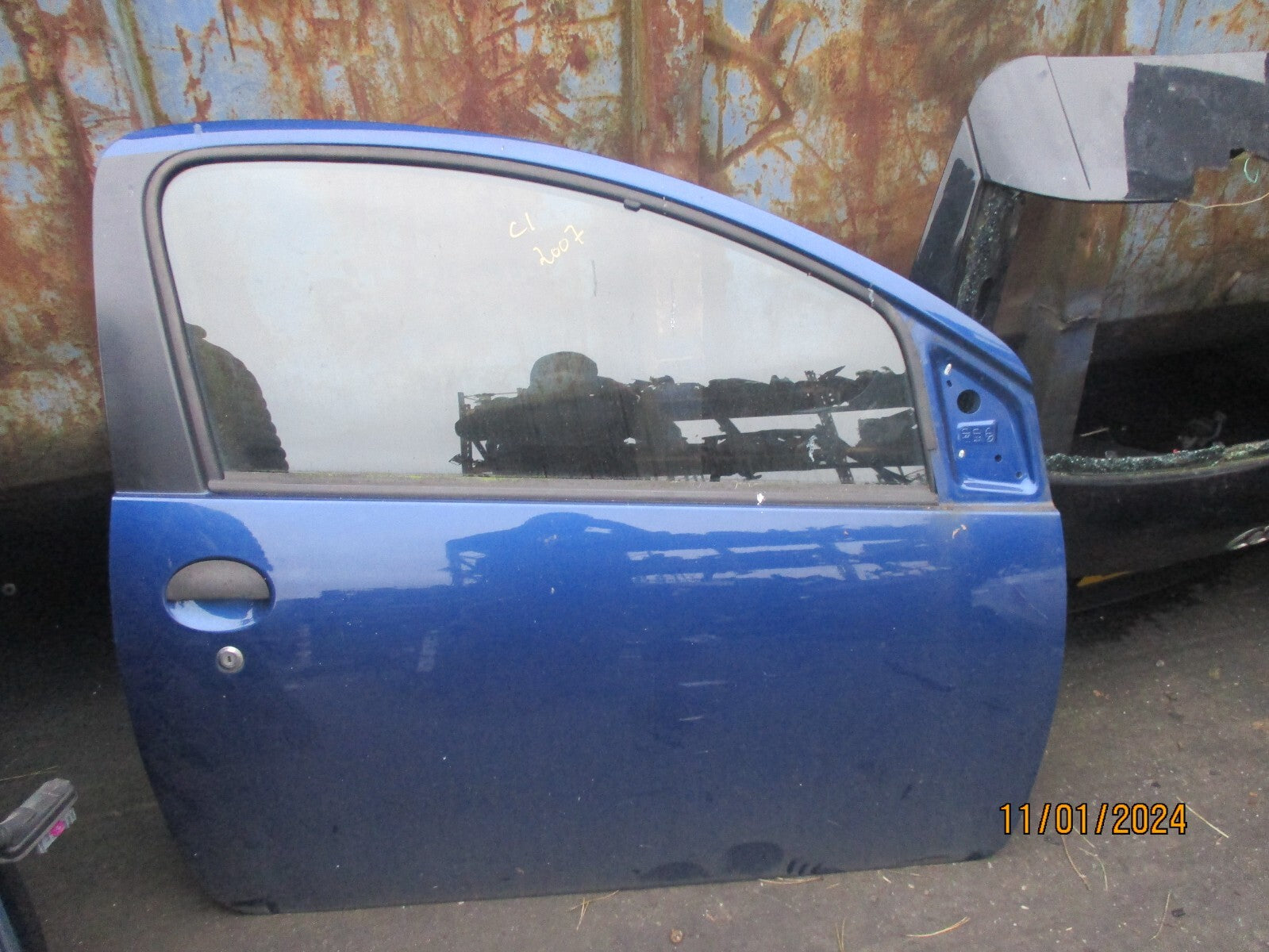 CITROEN C1  2007 3 DOOR OS DRIVER SIDE COMPLETE DOOR BLUE