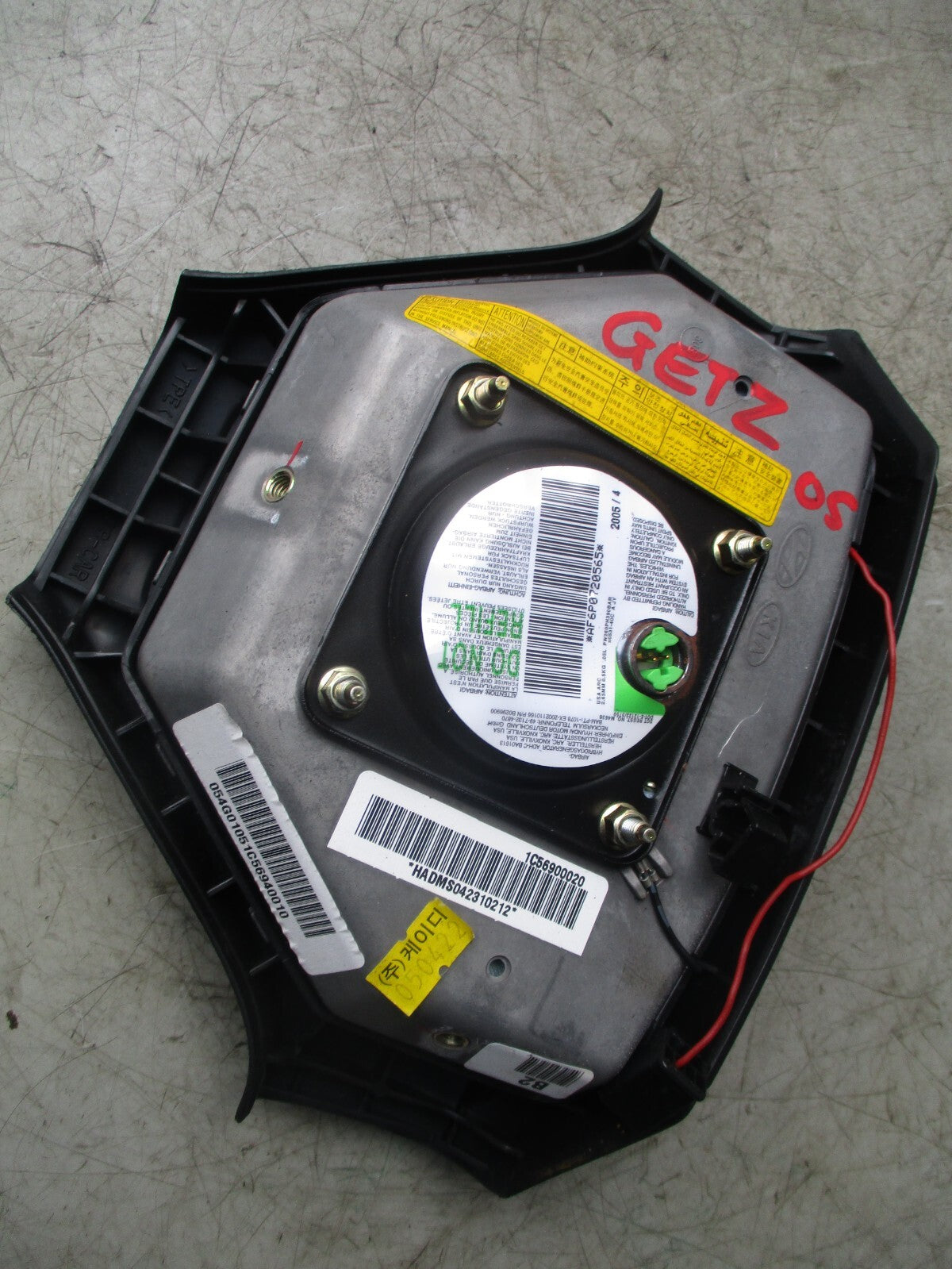 HYUNDAI GETZ 2005 STEERING WHEEL AIRBAG SAFETY BAG BLACK