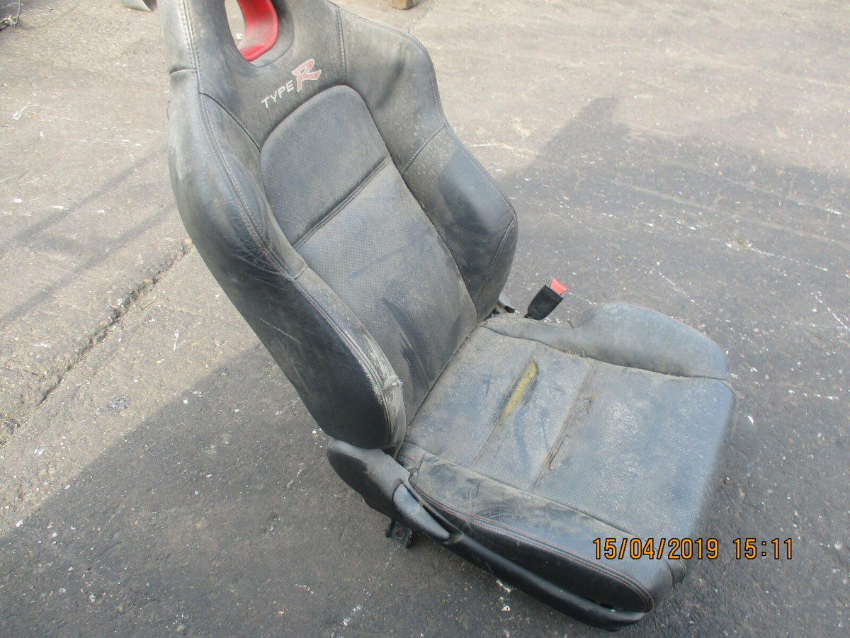 HONDA CIVIC TYPE R MK7 OSF DRIVER SIDE FRONT BLACK LEATHER SEAT