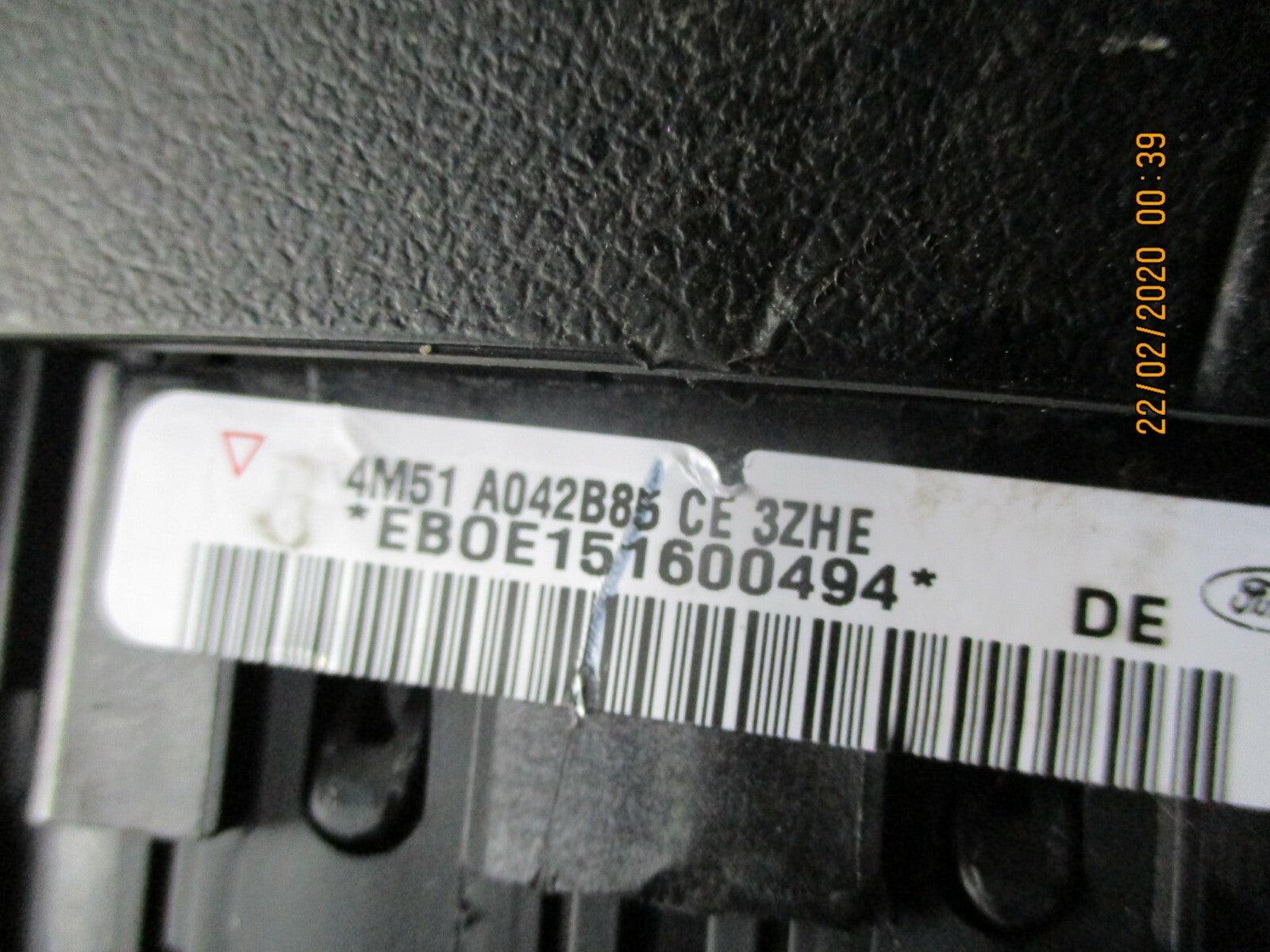 FORD FOCUS MK2 2006 STEERING WHEEL AIRBAG SAFETY BAG BLACK 4M51A042B85