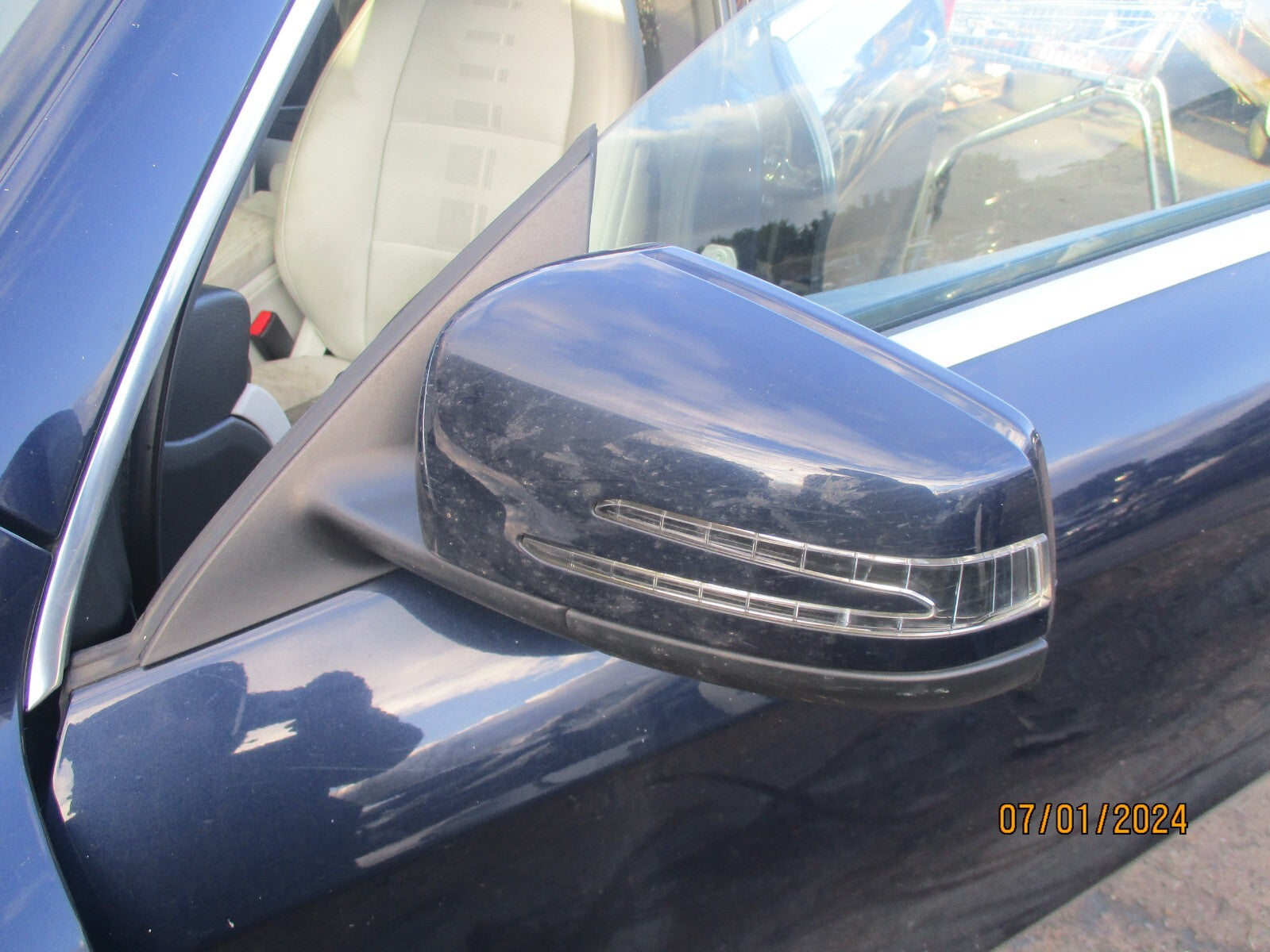 MERCEDES BENZ CLA 2016 C117 NS PASSENGER SIDE MANUAL FOLD WING MIRROR LUNAR BLUE