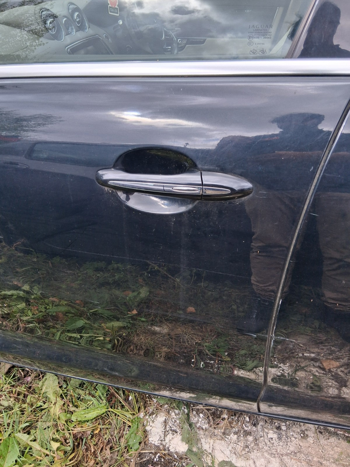 2012 JAGUAR XJ X351 NSF PASSENGER SIDE FRONT BARE DOOR MIDNIGHT BLACK MET PEF