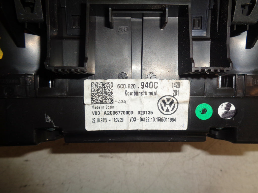 VW VOLKSWAGEN POLO 2016 1.2 TSI SPEEDOMETER INSTRUMENT CLUSTER 6C0920940C