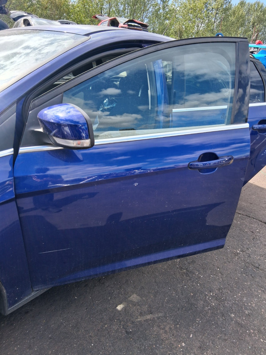 2015 FORD FOCUS MK3 NSF PASSENGER SIDE FRONT BARE DOOR DEEP IMPACT BLUE MET HF