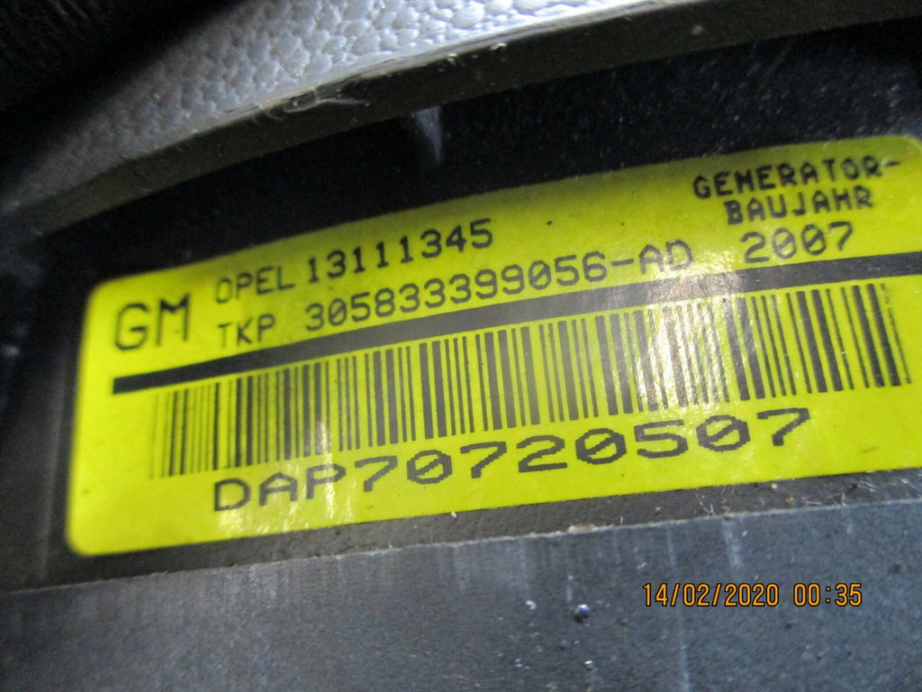 VAUXHALL ASTRA H 2007 STEERING WHEEL AIRBAG SAFETY BAG 13111345