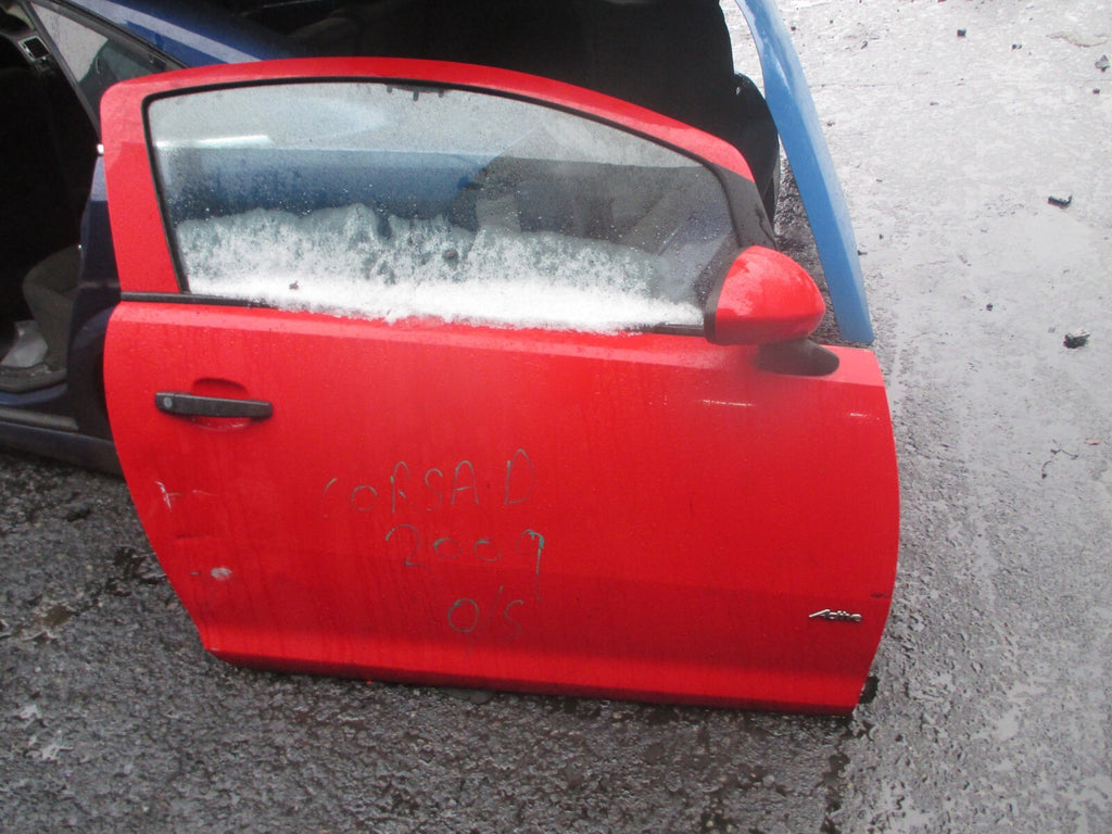 VAUXHALL CORSA D 2009 3 DOOR OS DRIVER SIDE COMPLETE DOOR RED