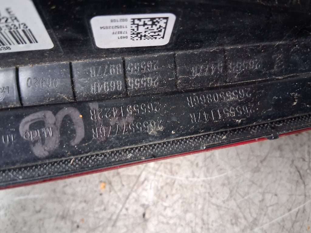 2023 RENAULT CLIO MK5 NSR PASSENGER SIDE REAR INNER TAIL LIGHT 265551422R