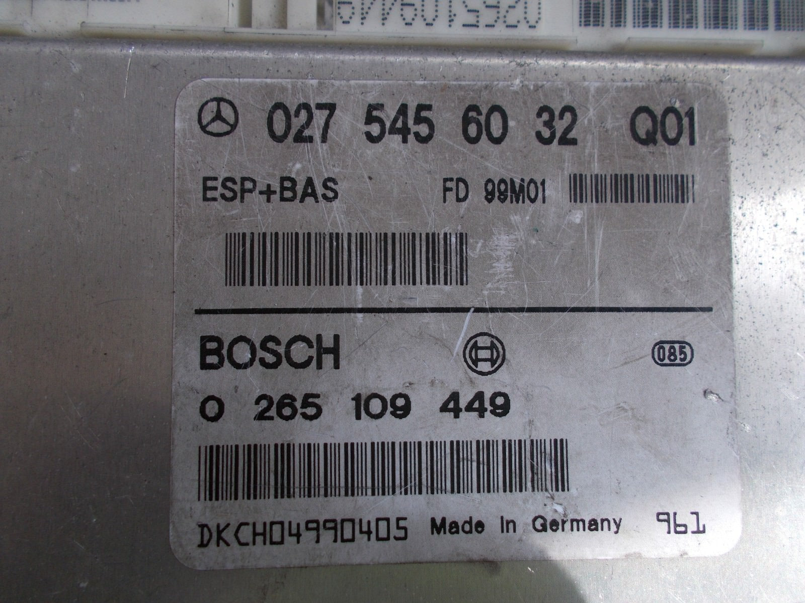 2000 MERCEDES A140 W168 1.4 BRAKE CONTROL UNIT  ESP BAS 0275456032  0265109449