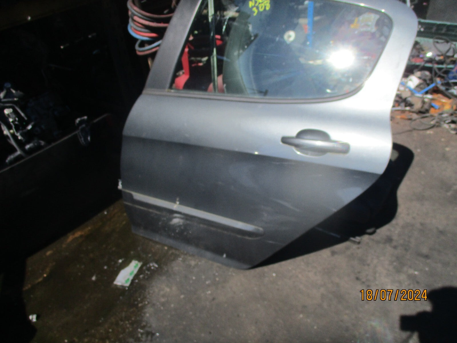 2009 PEUGEOT 308 MK1 NSR PASSENGER SIDE REAR DOOR COMPLETE SHARK GREY KTP