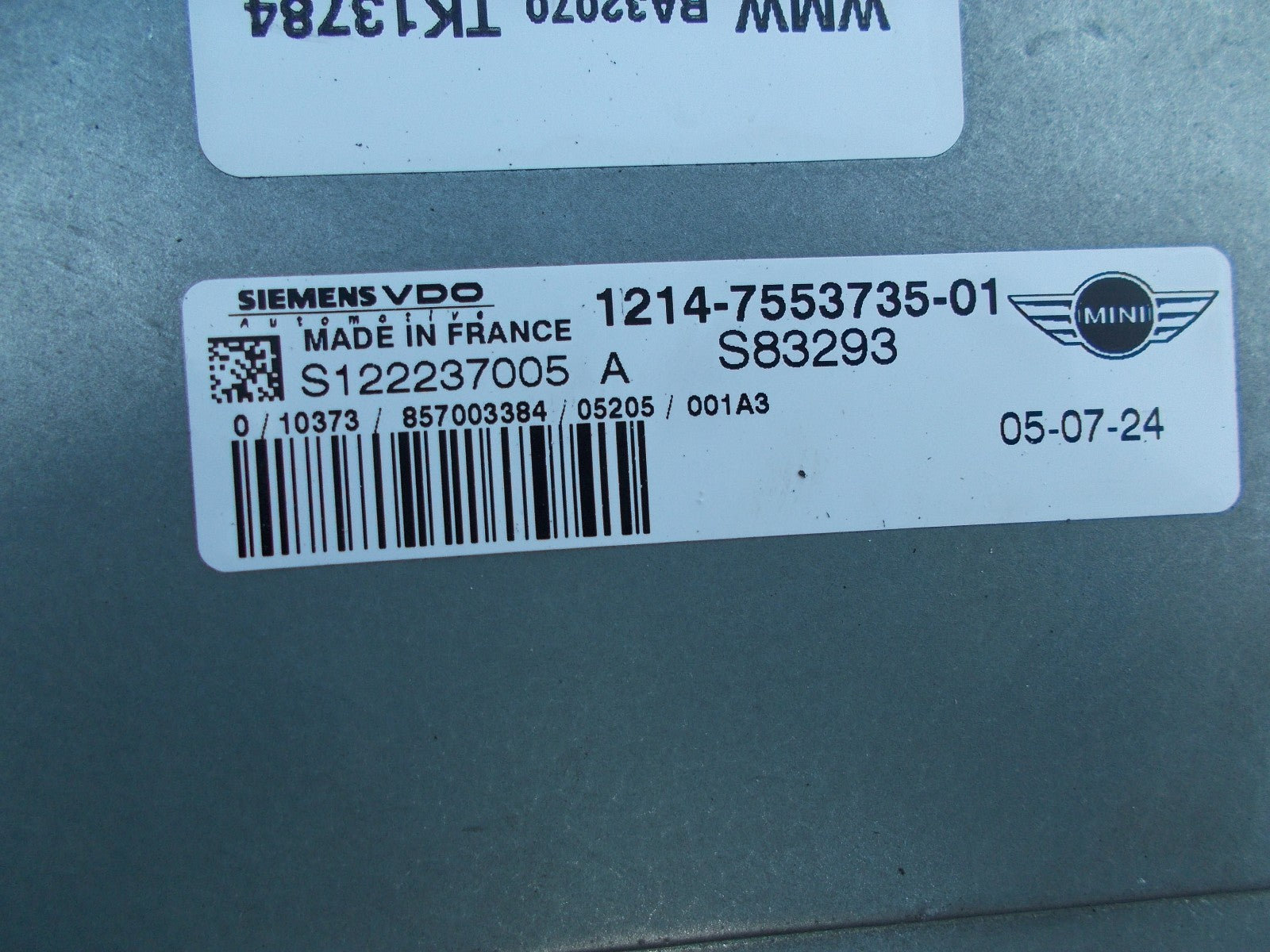 2005 BMW MINI MINI ONE 1.6 PETROL ENGINE ECU 1214755373501