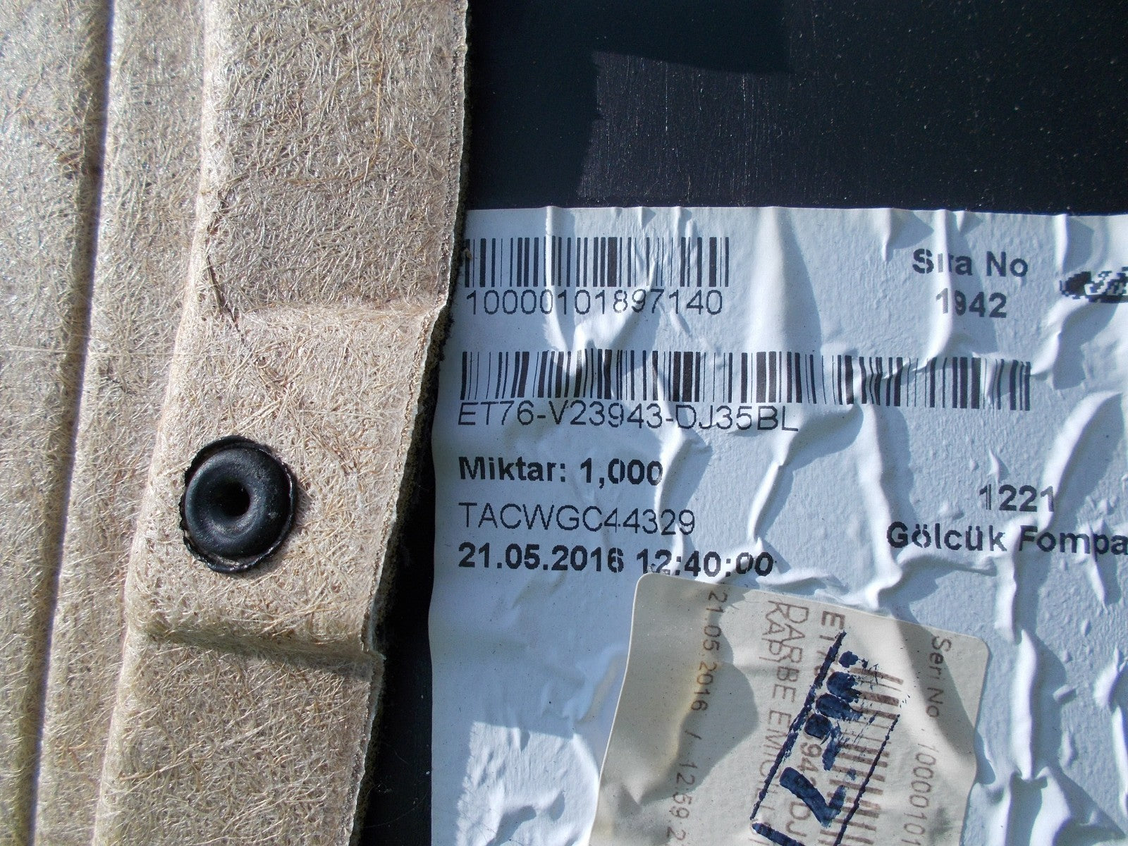 2017 FORD TRANSIT COURIER NSF PASSENGER SIDE FRONT DOOR CARD ET76V23943A