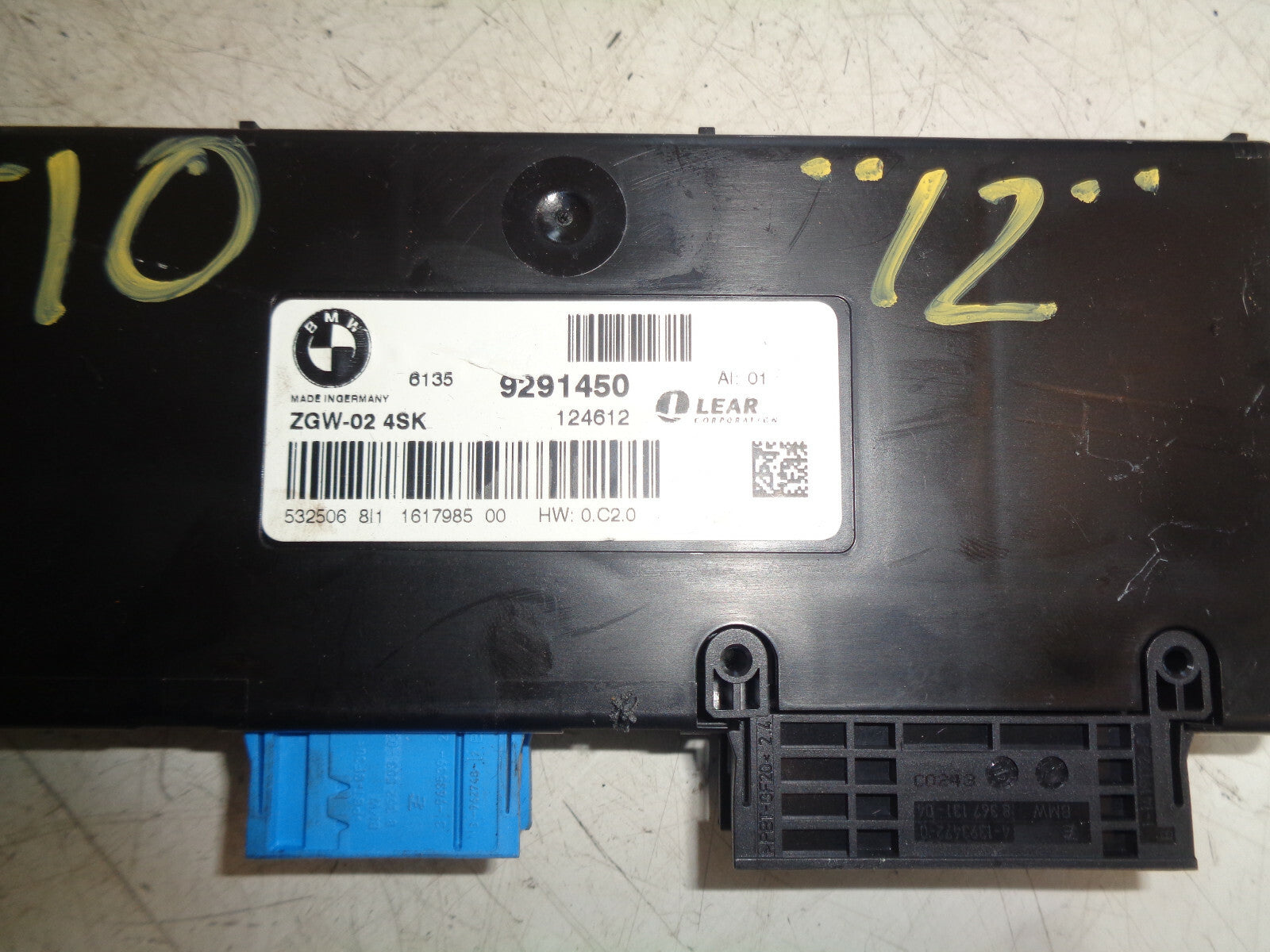 BMW 5 SERIES F10 2012 CENTRAL GATEWAY CONTROL MODULE 9291450