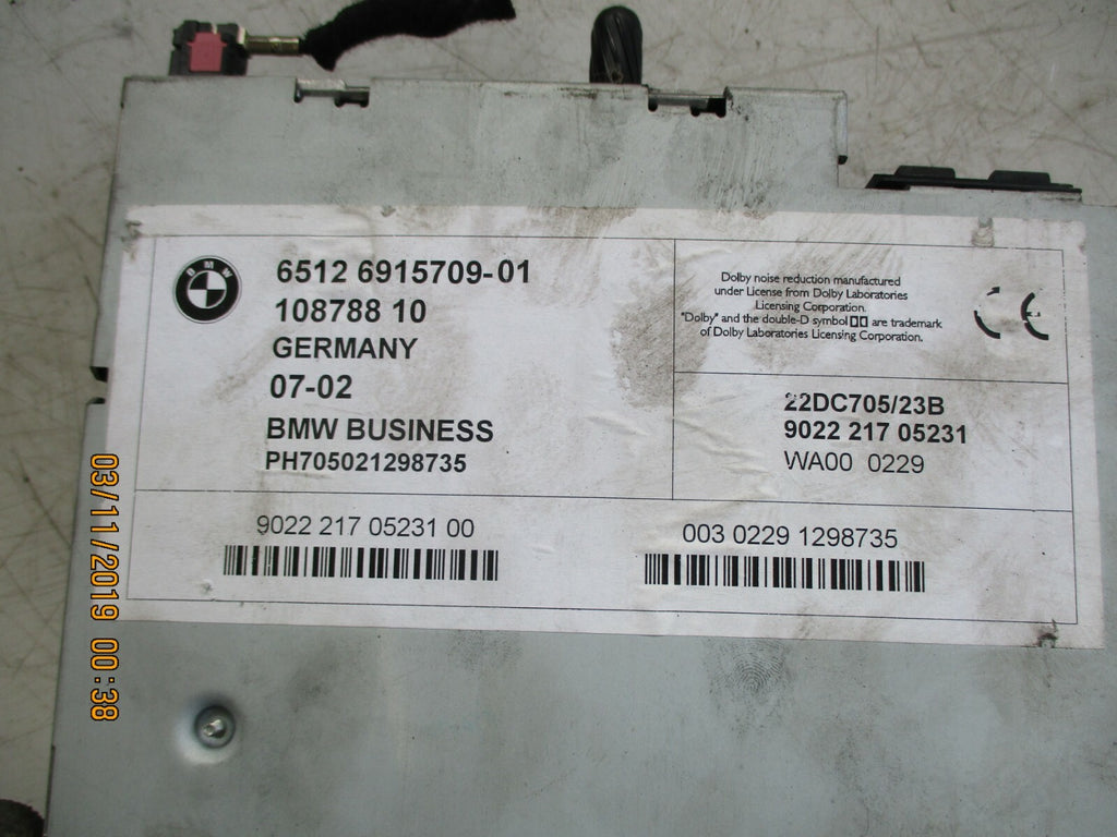 BMW 3 SERIES E46 STEREO CASSETTE PLAYER RADIO HEAD UNIT 96545978