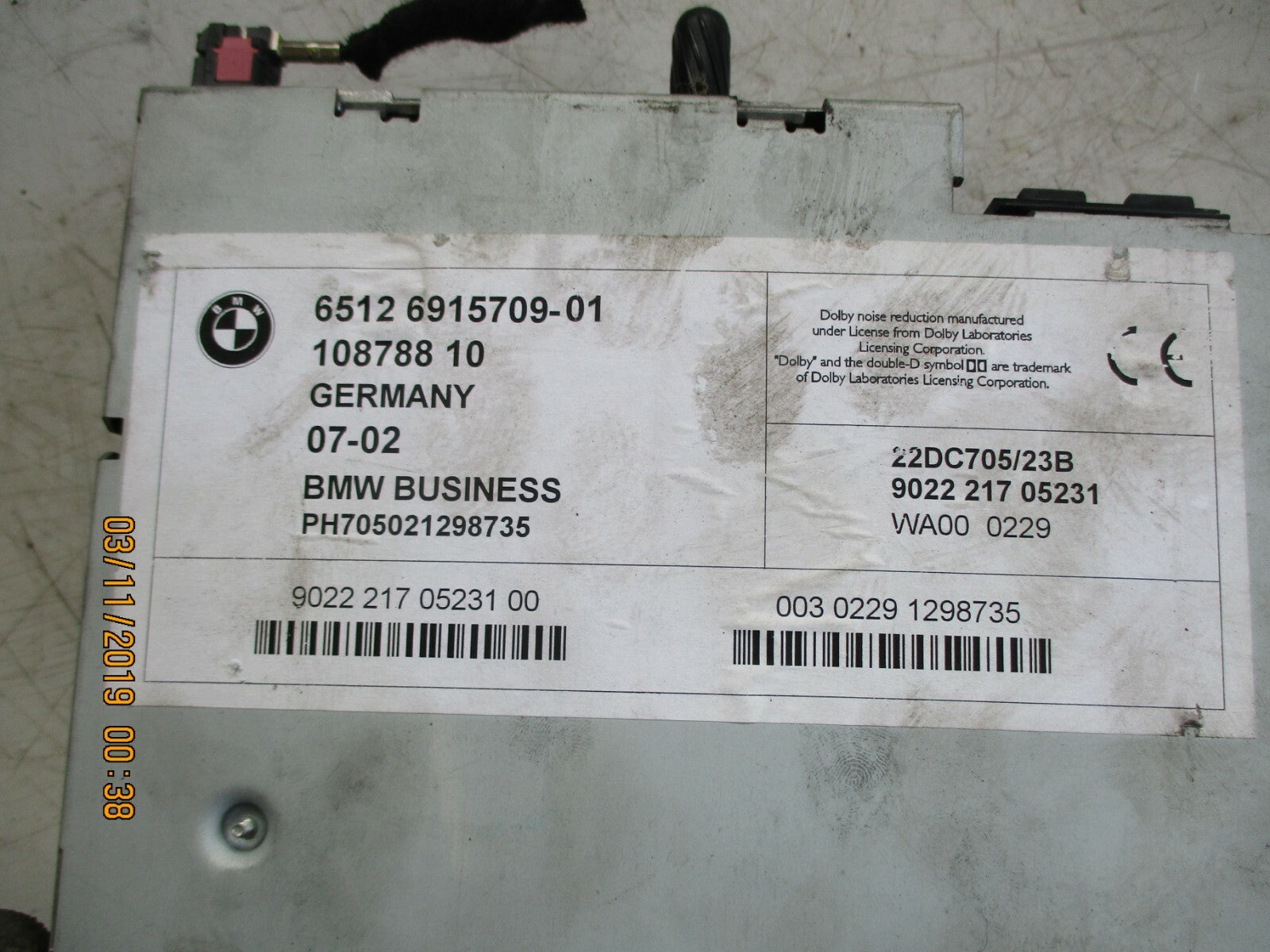 BMW 3 SERIES E46 STEREO CASSETTE PLAYER RADIO HEAD UNIT 96545978