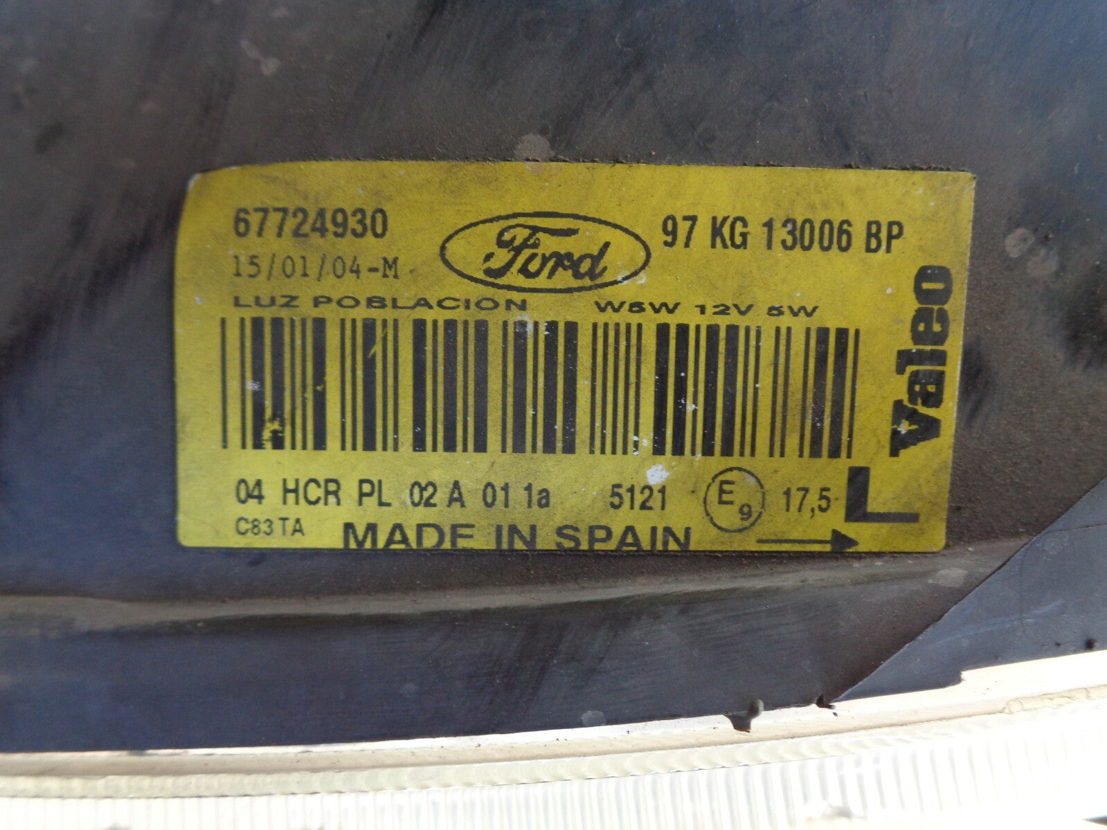 FORD KA MK1 2004 PASSENGER NEAR SIDE HEADLIGHT 67724930