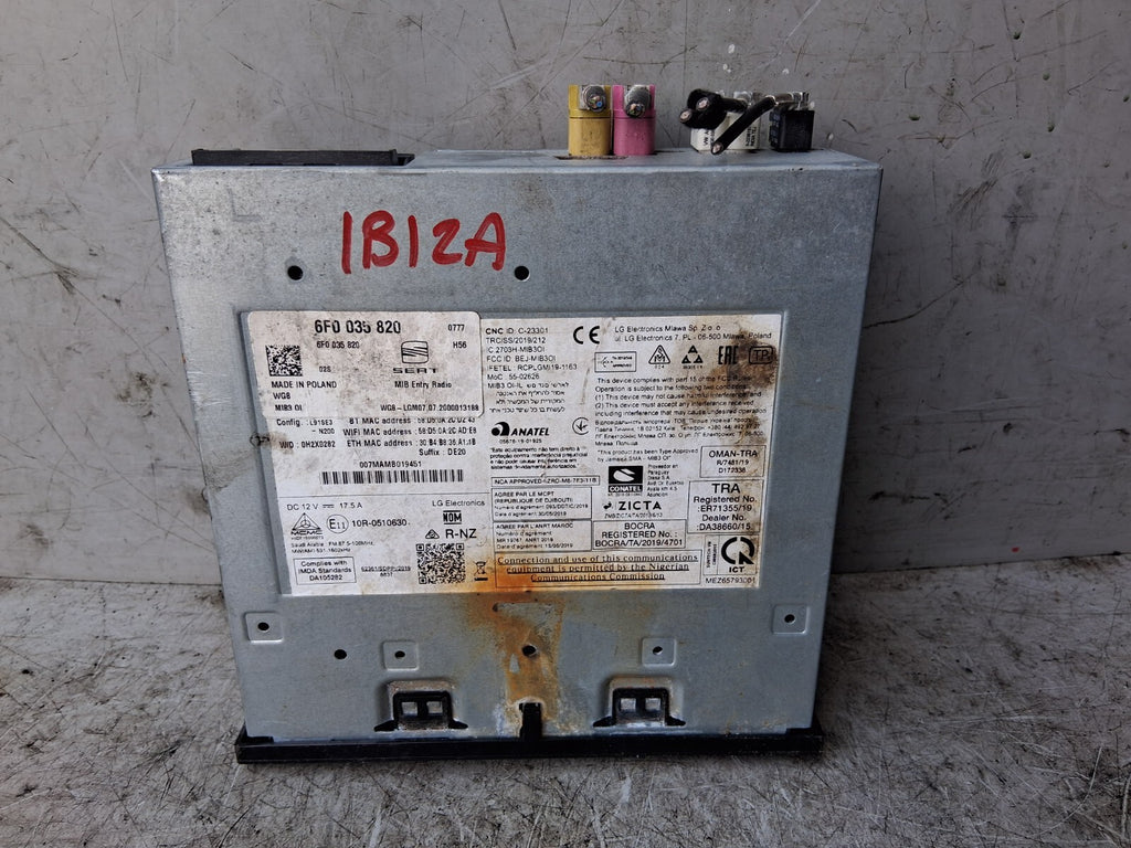 SEAT IBIZA MK5 2020 SAT NAVIGATION INFOTAINMENT HEAD UNIT 6F0035820