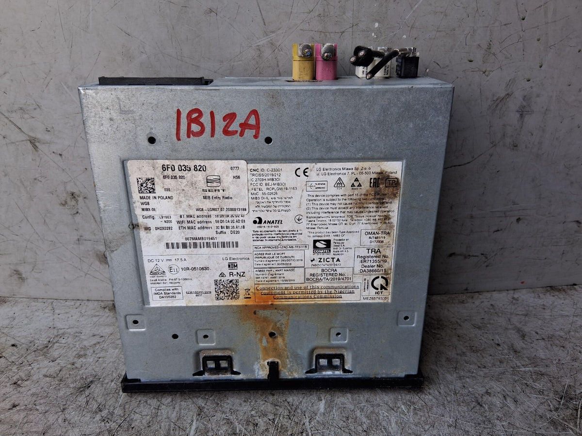 SEAT IBIZA MK5 2020 SAT NAVIGATION INFOTAINMENT HEAD UNIT 6F0035820