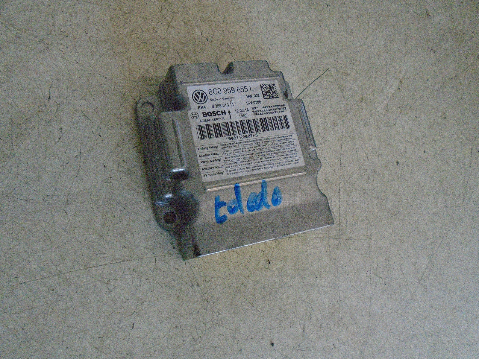 SEAT TOLEDO 2016 SAFETY BAG CONTROL MODULE UNIT 6C0959655L